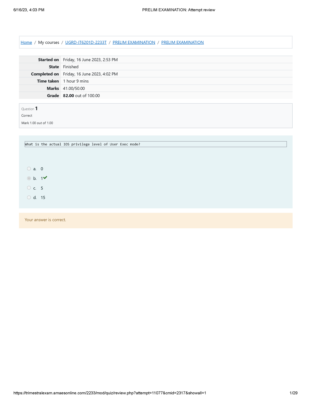 Data Communications And Networking 2 Prelim Examination Attempt Review ...