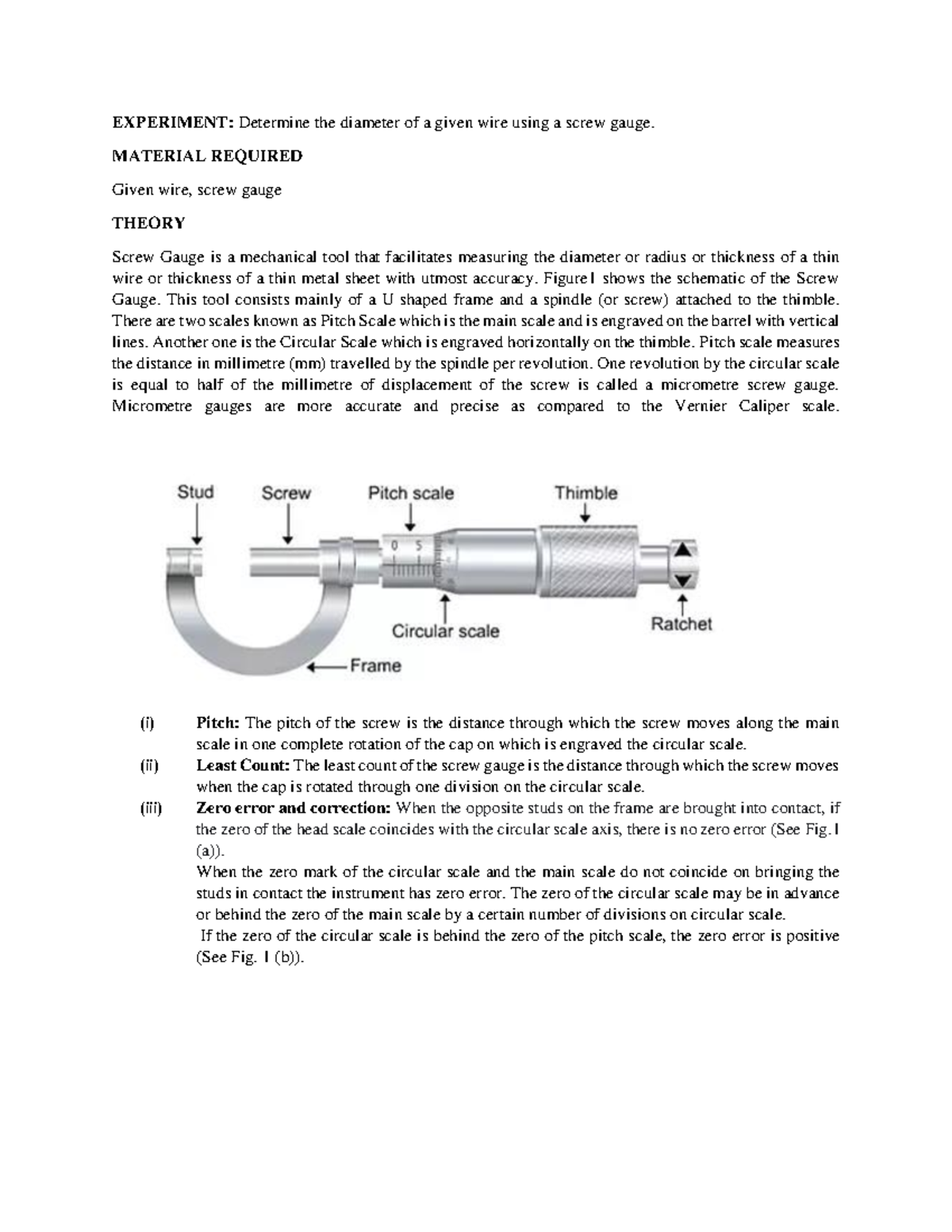 screw gauge experiment procedure pdf