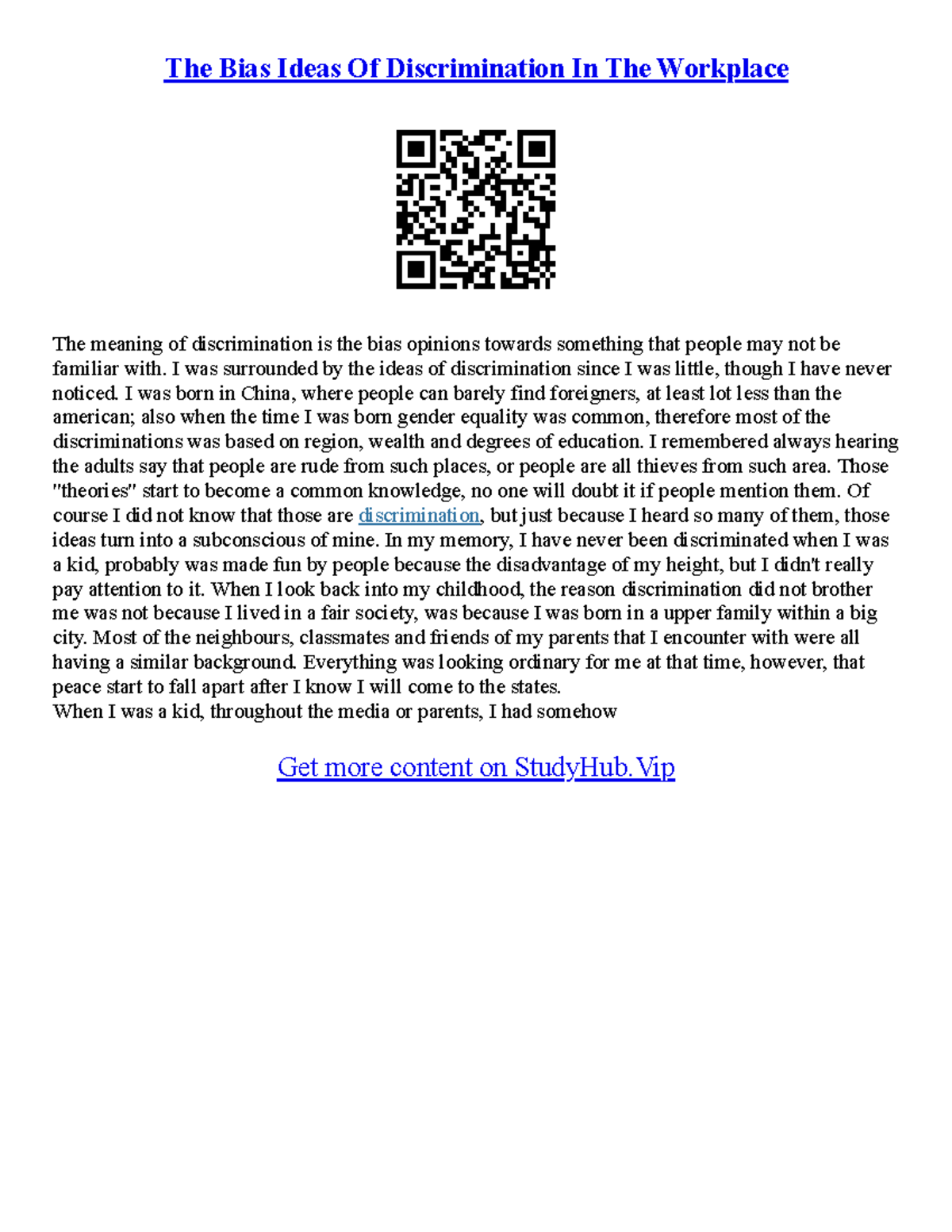 Essay On Gender Bias - The Bias Ideas Of Discrimination In The ...