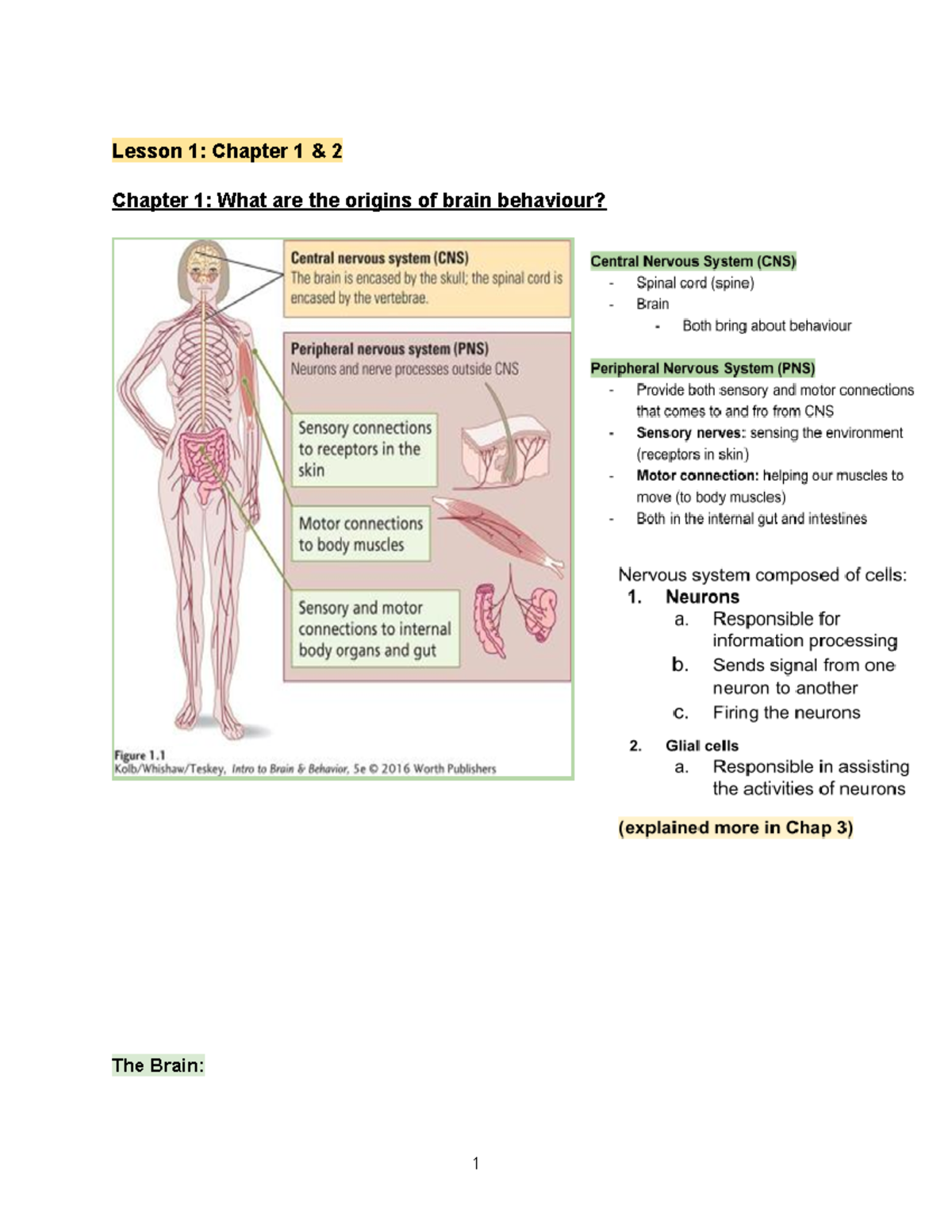 PSY251 Revision Notes - Lesson 1: Chapter 1 & 2 Chapter 1: What are the ...