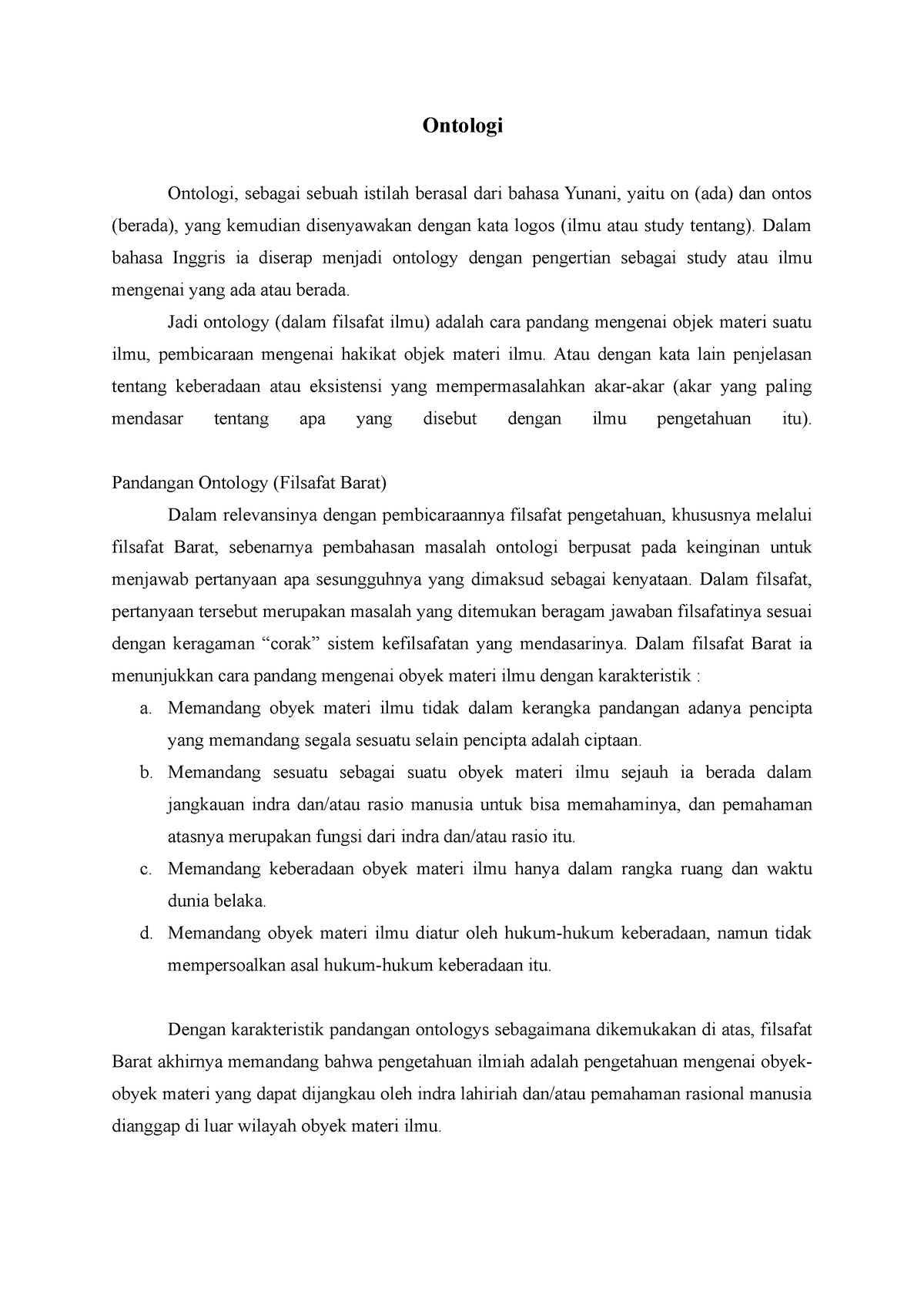 Filsafat Ilmu 3 - Ontologi - Ontologi Ontologi, Sebagai Sebuah Istilah ...