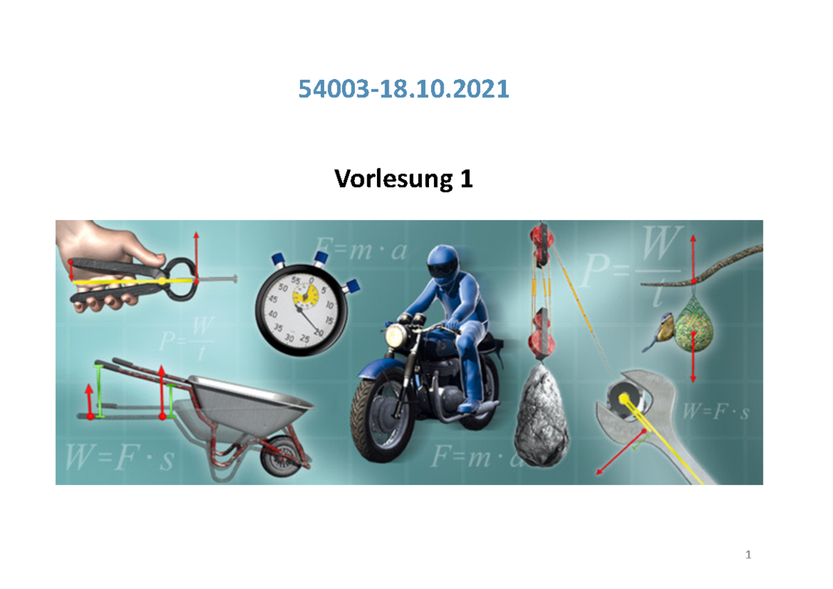 Mechanik starrer Körper, Bewegung - 54003-18. Vorlesung Themen der ...