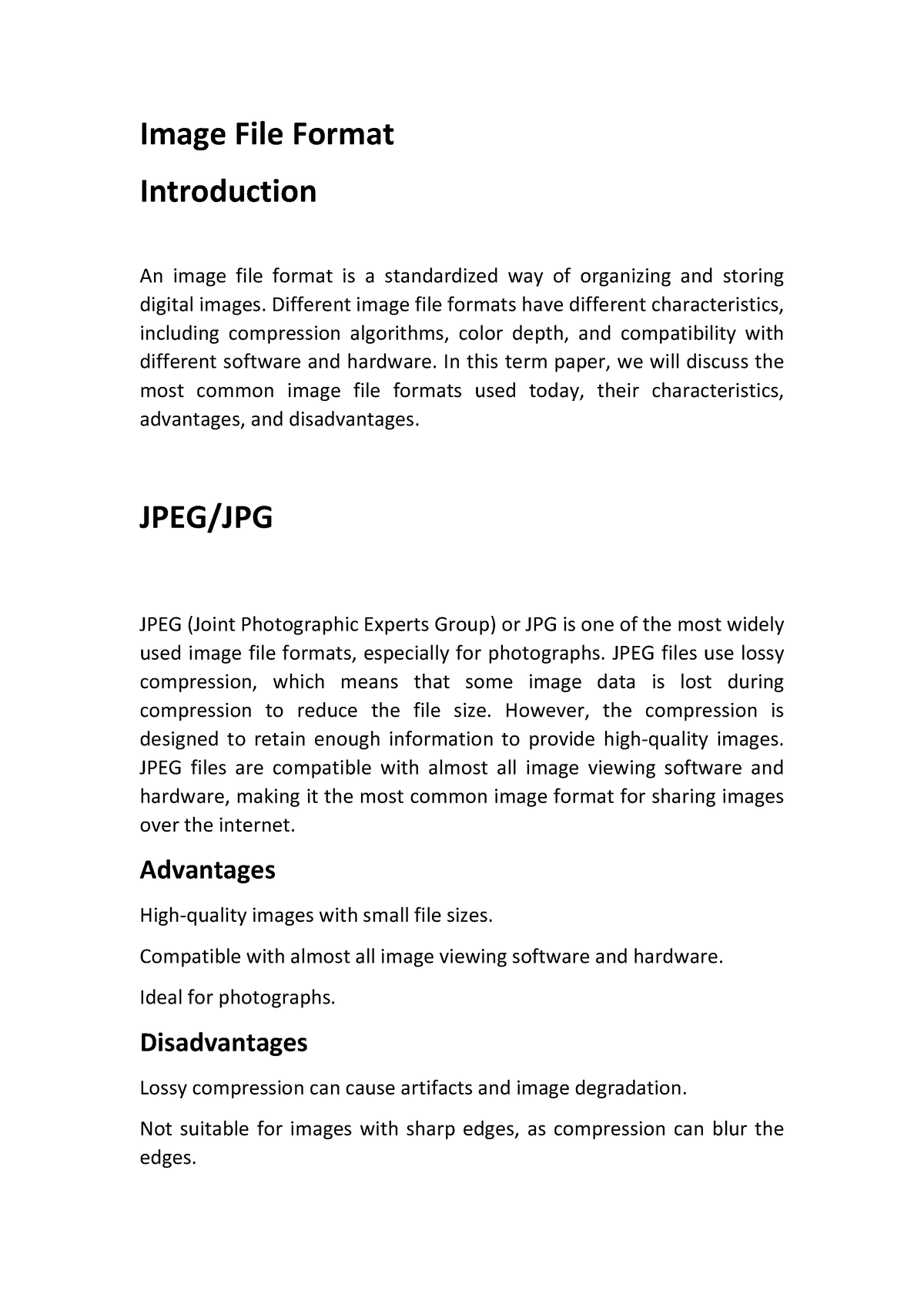 Image File Format 6 Sem Image File Format Introduction An Image 