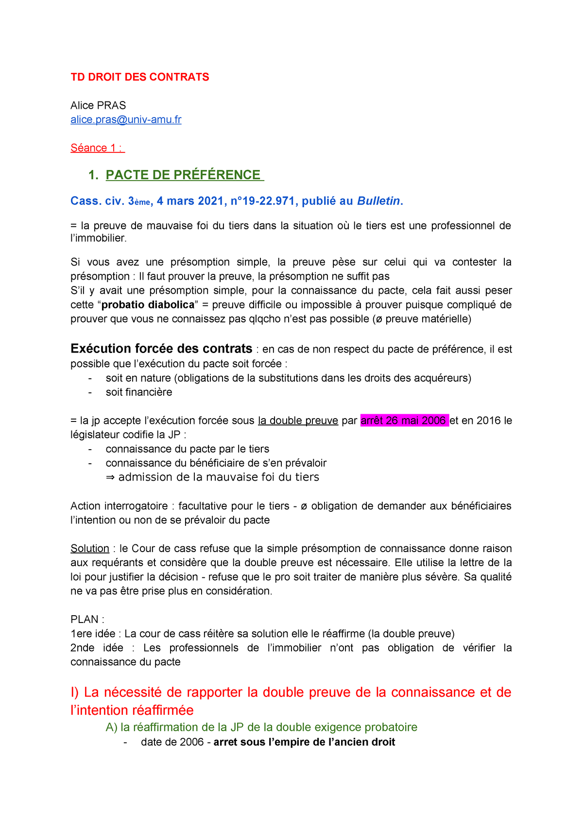 TD Droit DES Contrats - TD Aix Marseille Semestre 3 L2 - JP Et Notion ...