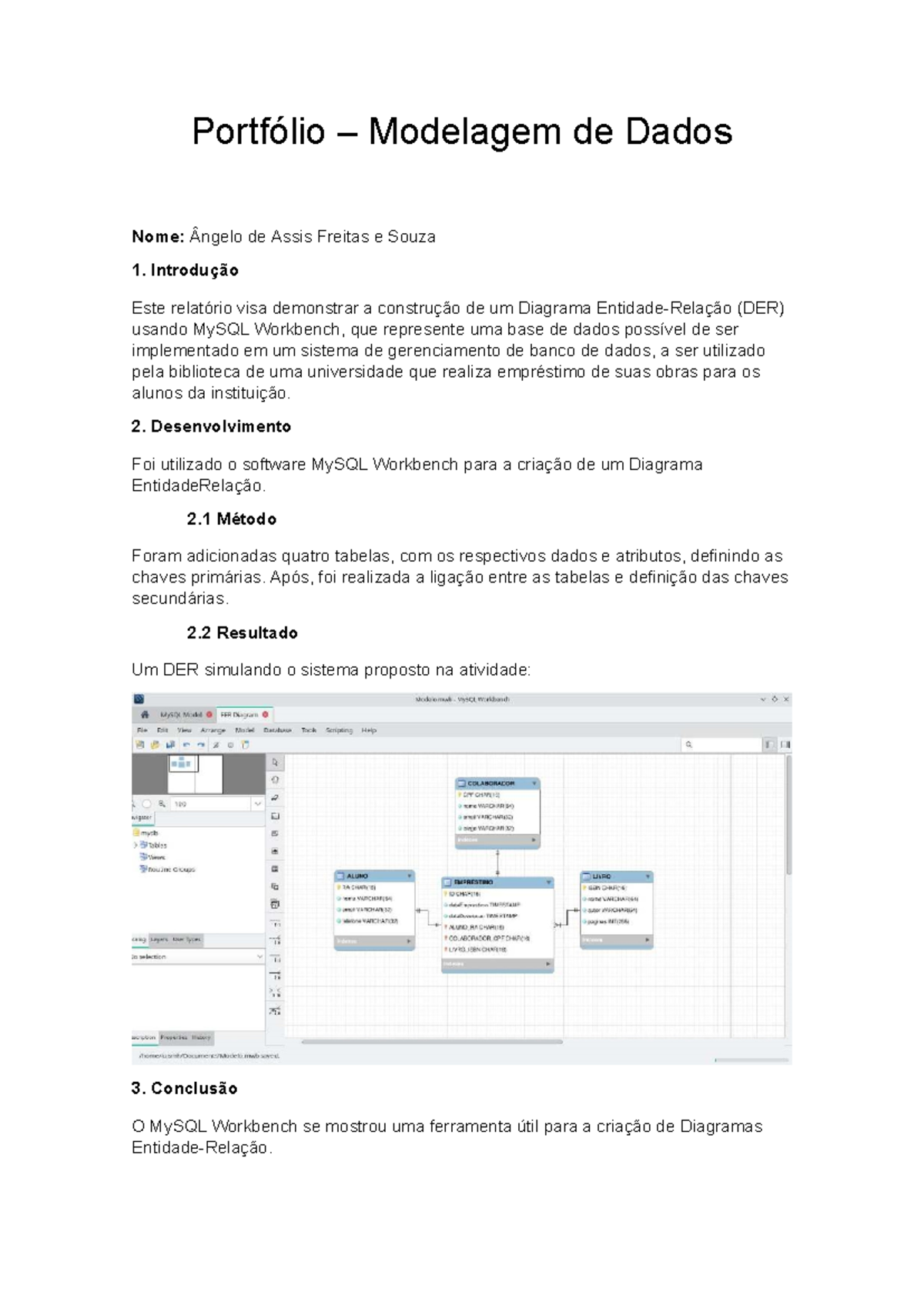 Portfólio Modelagem De Dados - Portfólio – Modelagem De Dados Nome ...