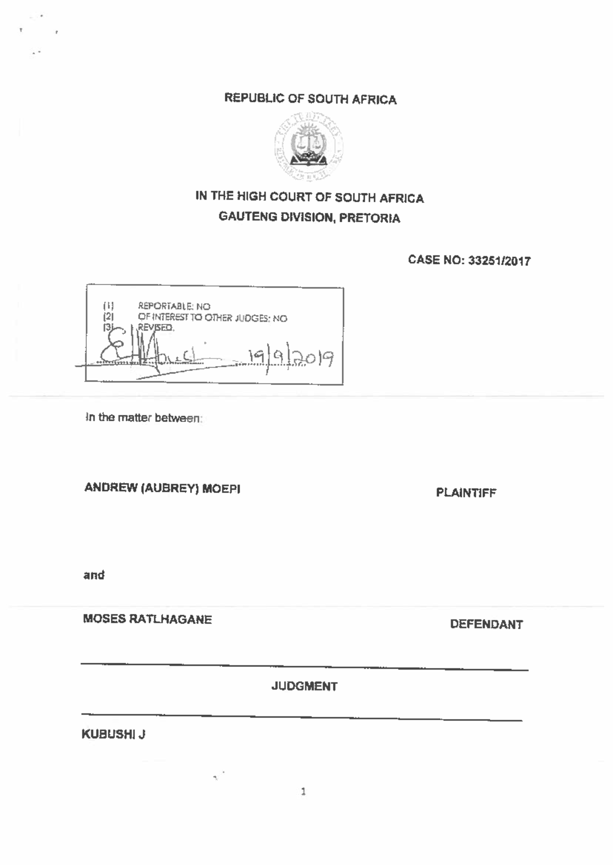 493 - case law. - REPUBLIC OF SOUTH AFRICA TEST IN THE HIGH COURT OF ...
