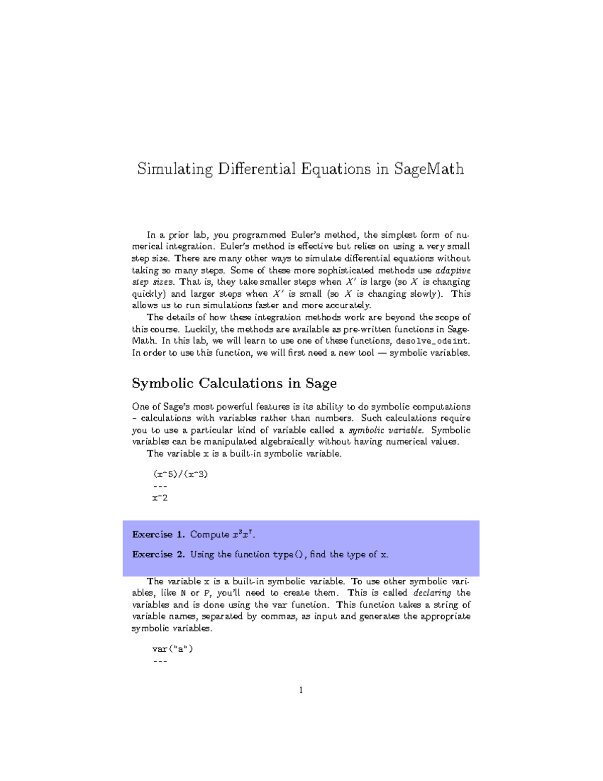 Lab 6 Simulating Differential Equations updated Simulating
