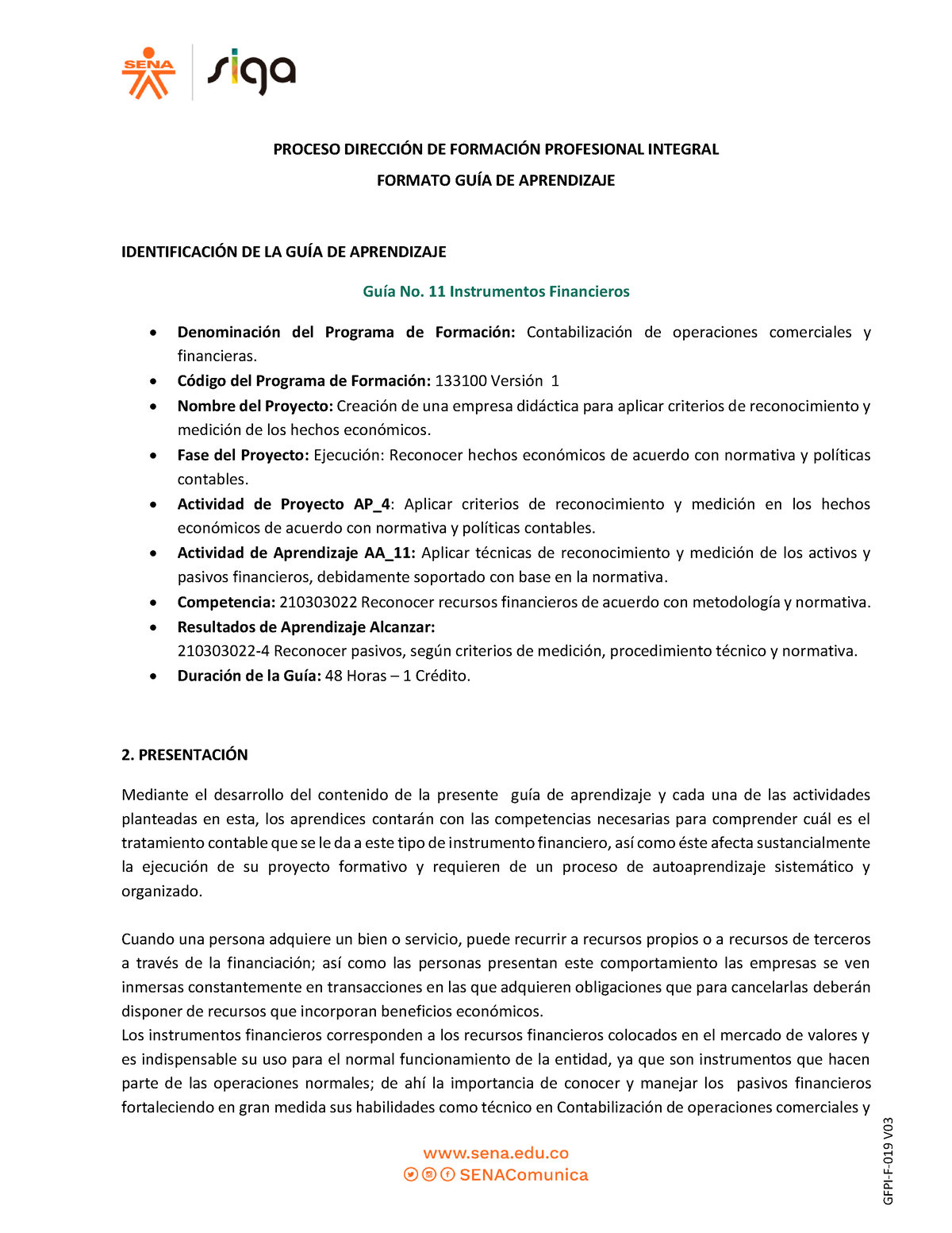 Guia No. 11 Instrumentos Financieros - PROCESO DIRECCIÓN DE FORMACIÓN ...