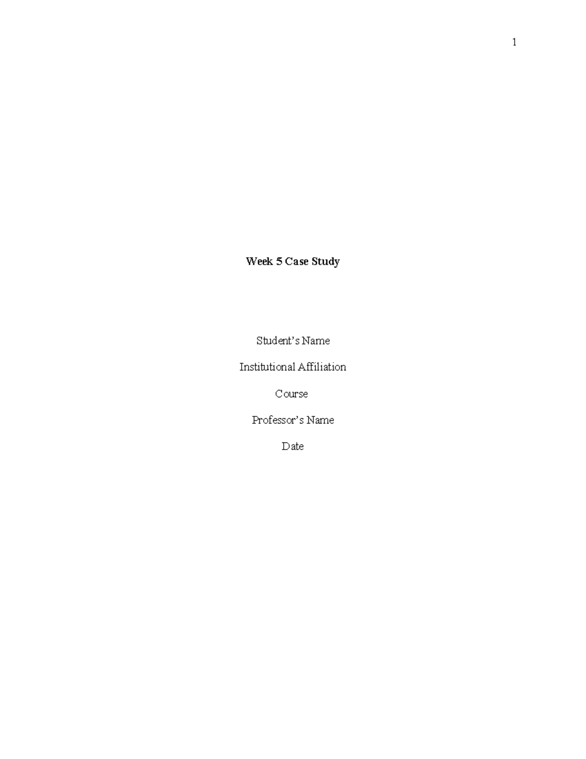 Practice questions and the guide to answer - Week 5 Case Study Student ...