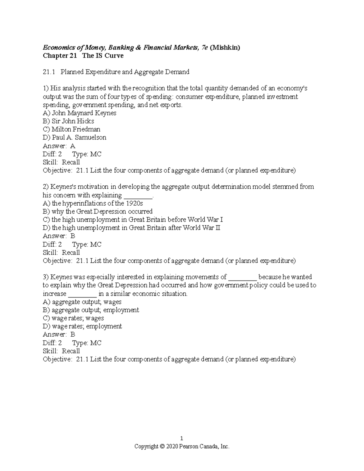 Mishkin economics 7ce TIF ch21 Economics of Money, Banking