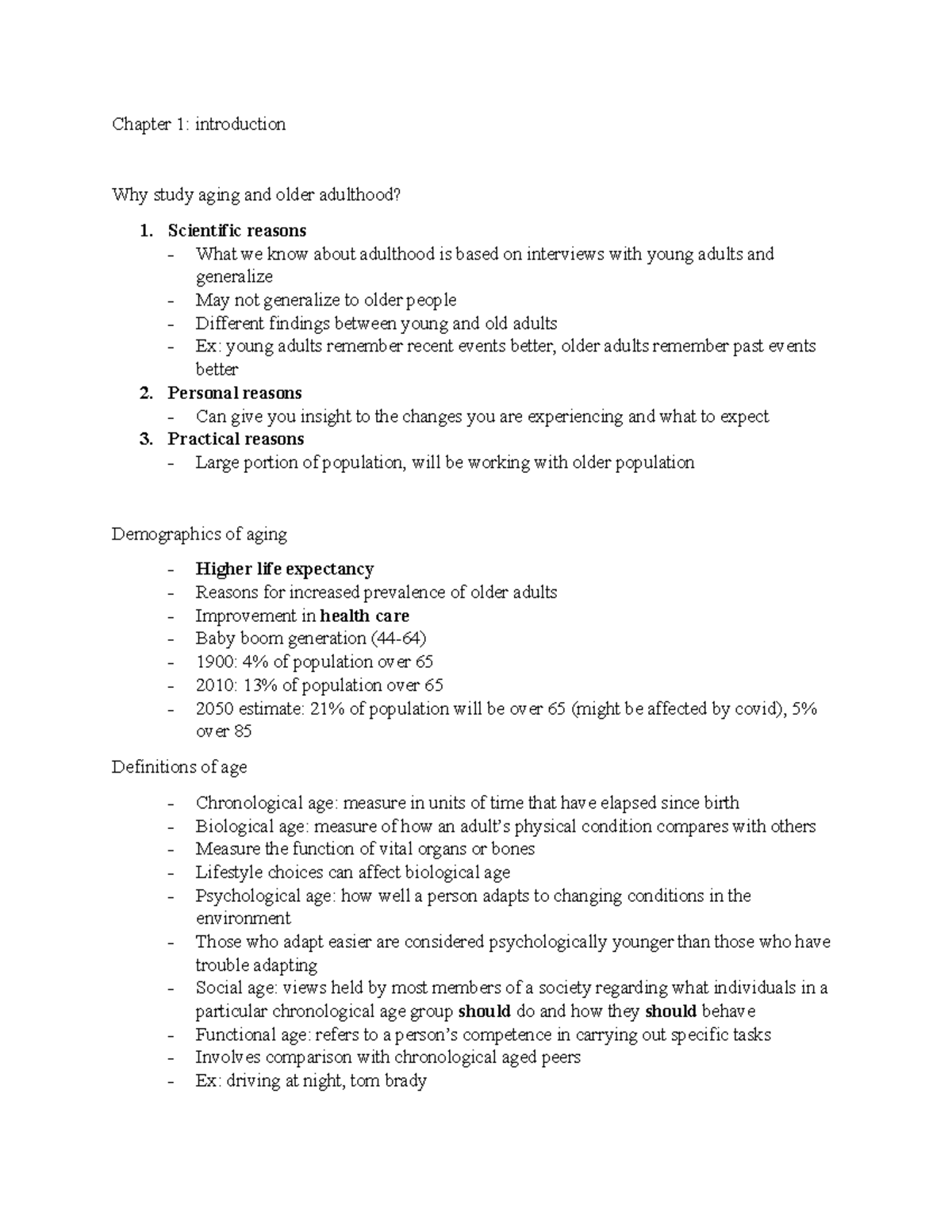 Adulthood And Aging Chapter 1 - Chapter 1: Introduction Why Study Aging ...