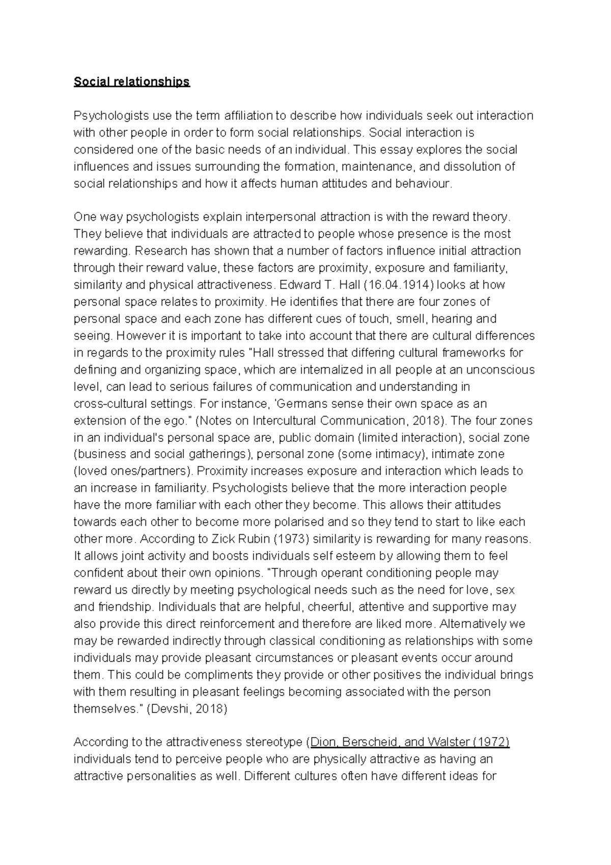 Social relationships Grade A Social relationships Psychologists