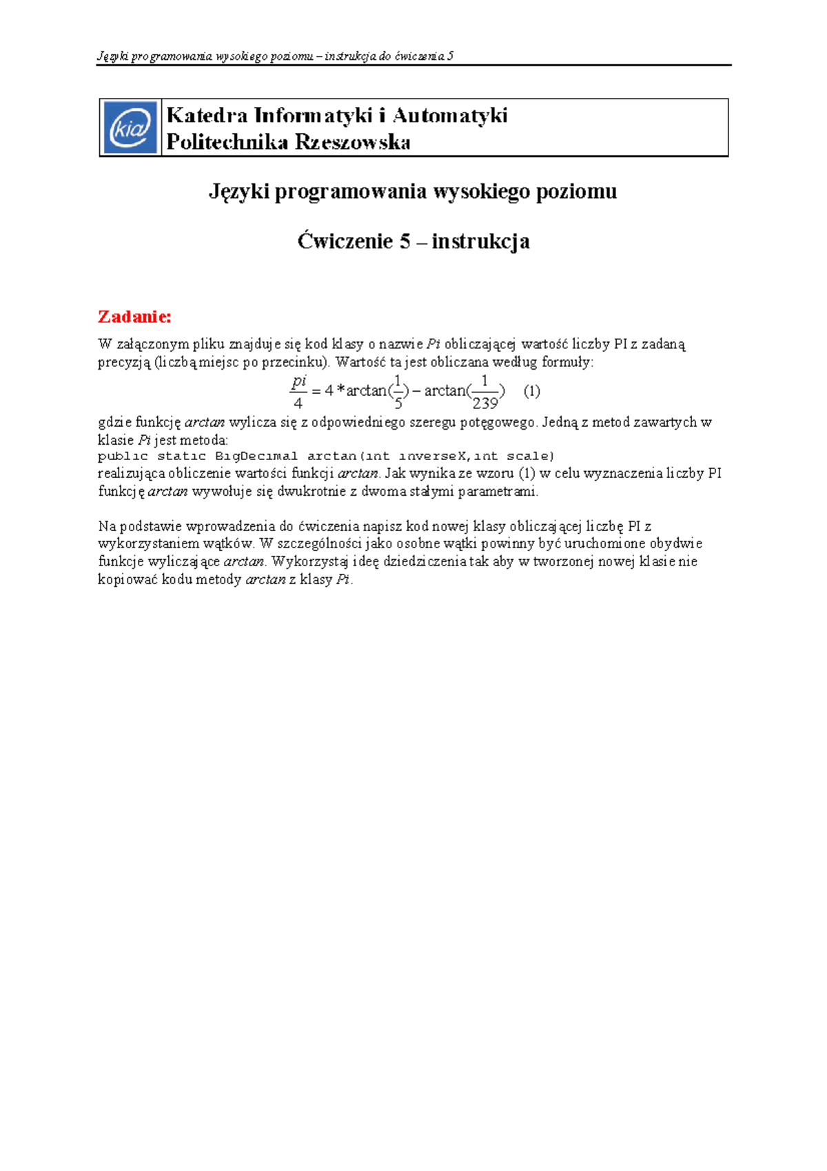 Cw5 instrukcja - Języki programowania wysokiego poziomu – instrukcja do ...