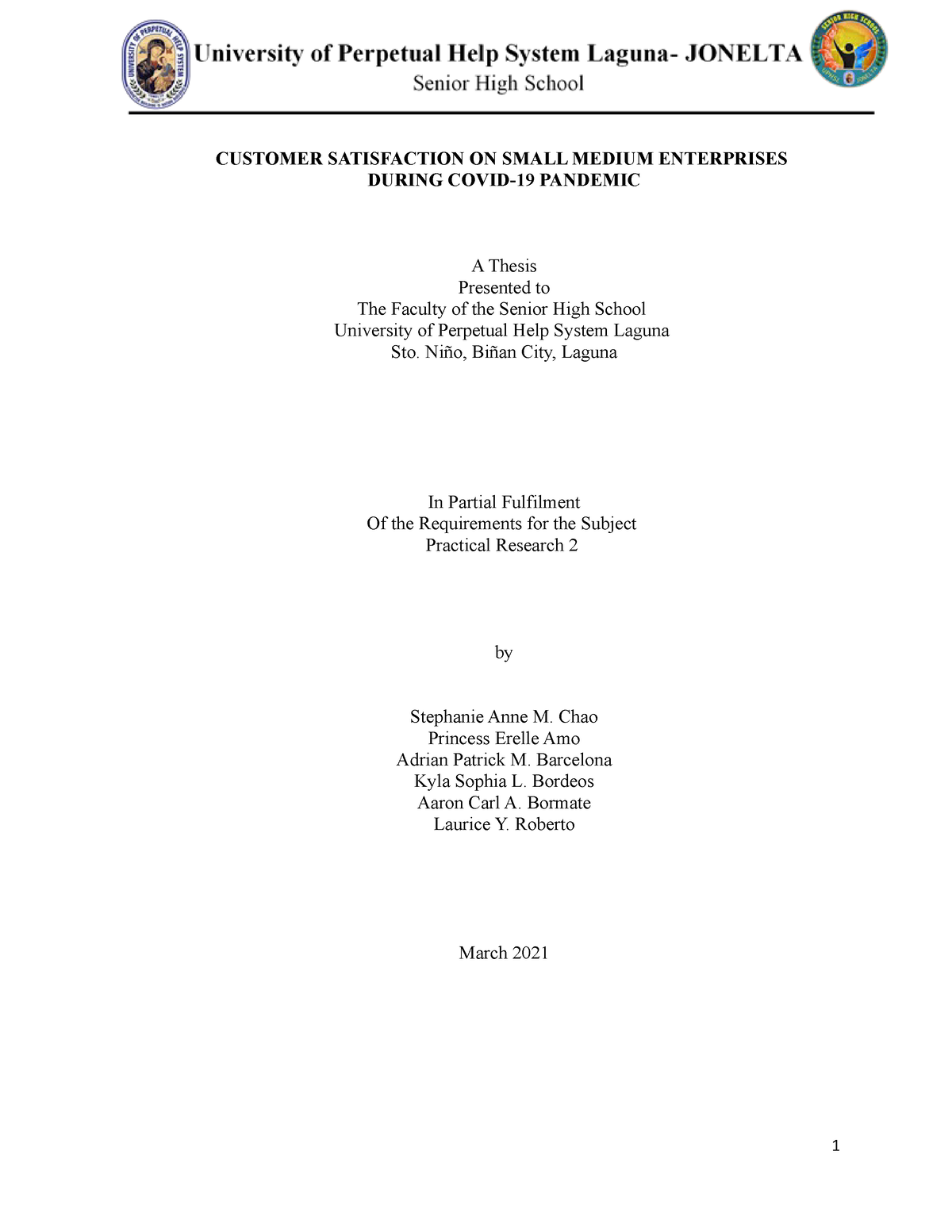 mba thesis on customer satisfaction