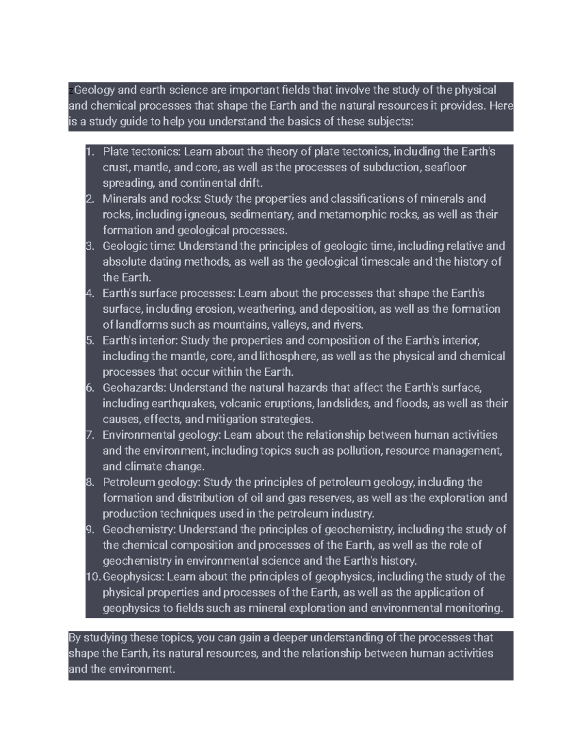 Z Geology and earth science zGeology and earth science are important