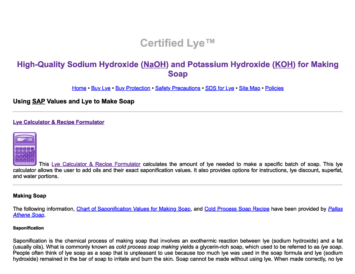 Certified Lye - Sodium Hydroxide and Potassium Hydroxide for