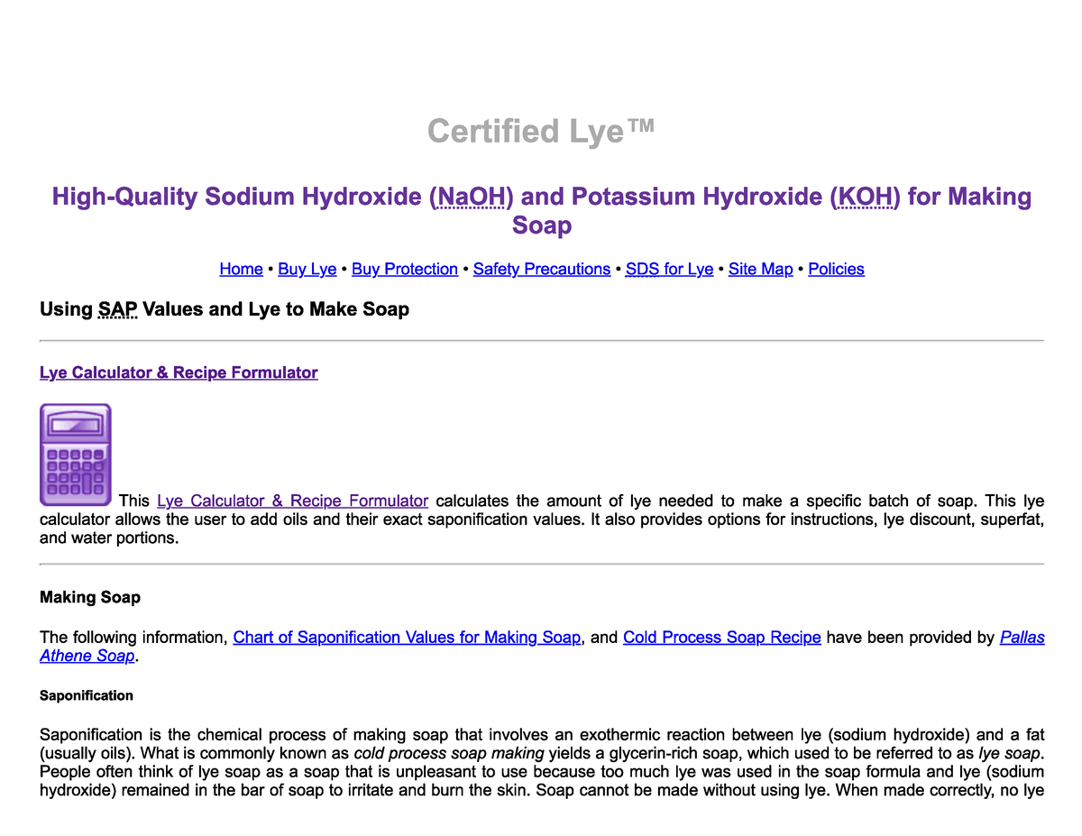 Certified Lye - Sodium Hydroxide and Potassium Hydroxide for Making Soap