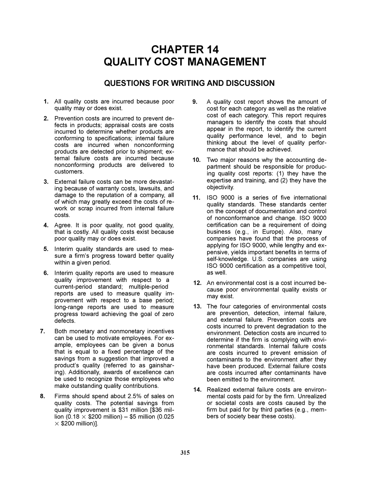 chapter-14-solutions-hansen-6e-chapter-14-quality-cost-management