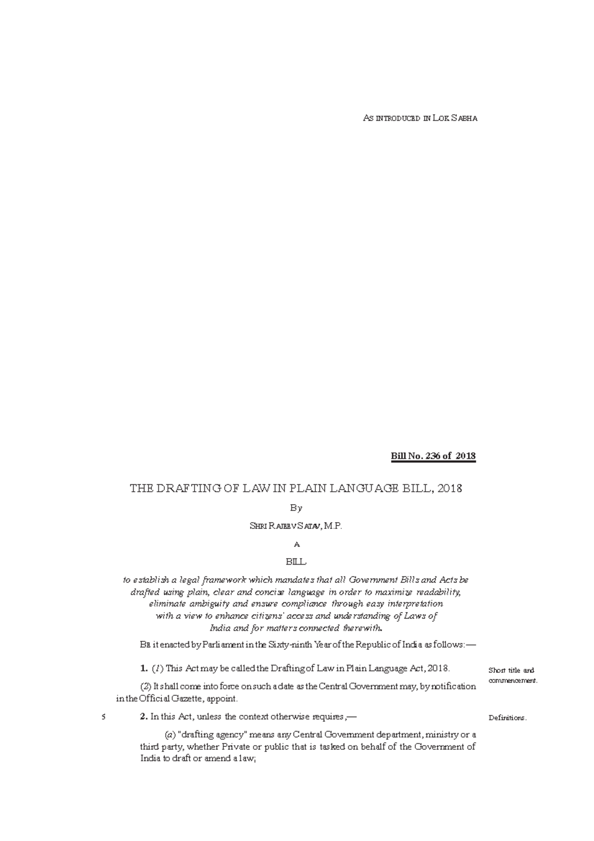 Plain eng movement in india - 1 THE DRAFTING OF LAW IN PLAIN LANGUAGE ...