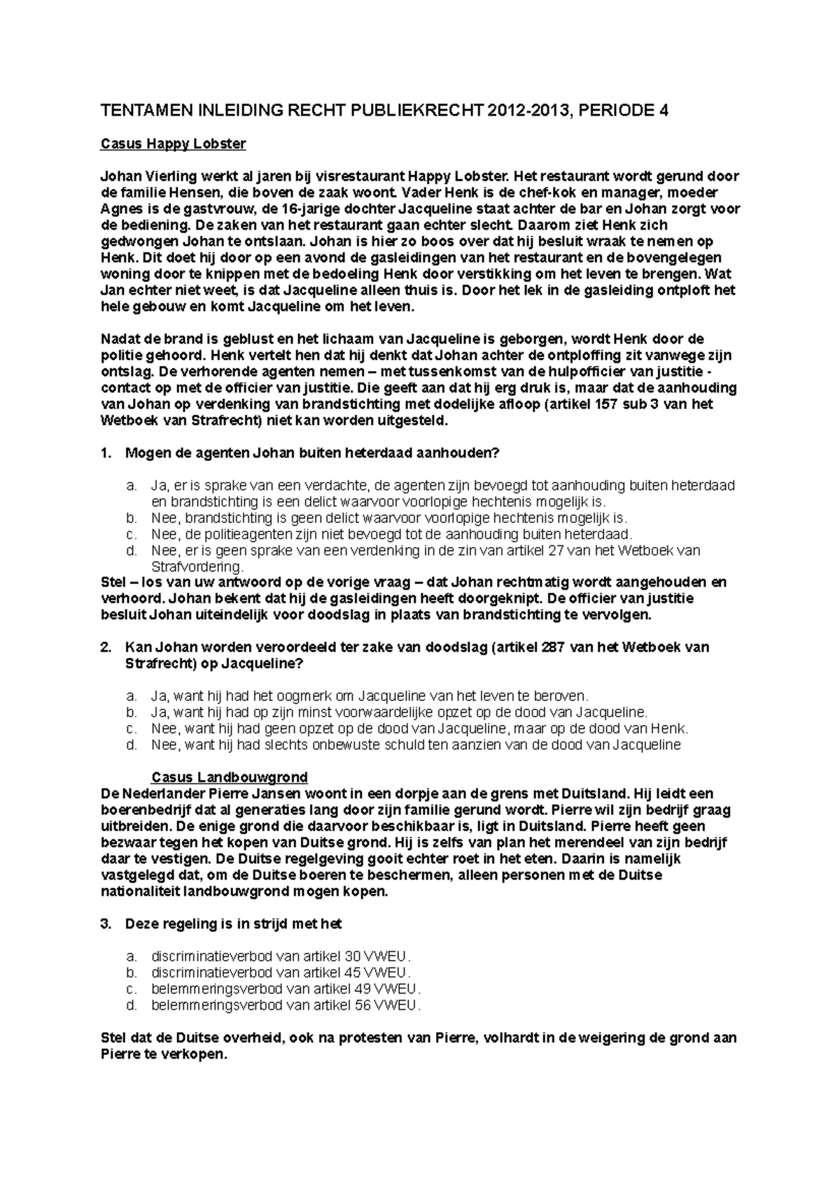 Oefententamen College+antwoorden Inleiding Publiekrecht - TENTAMEN ...