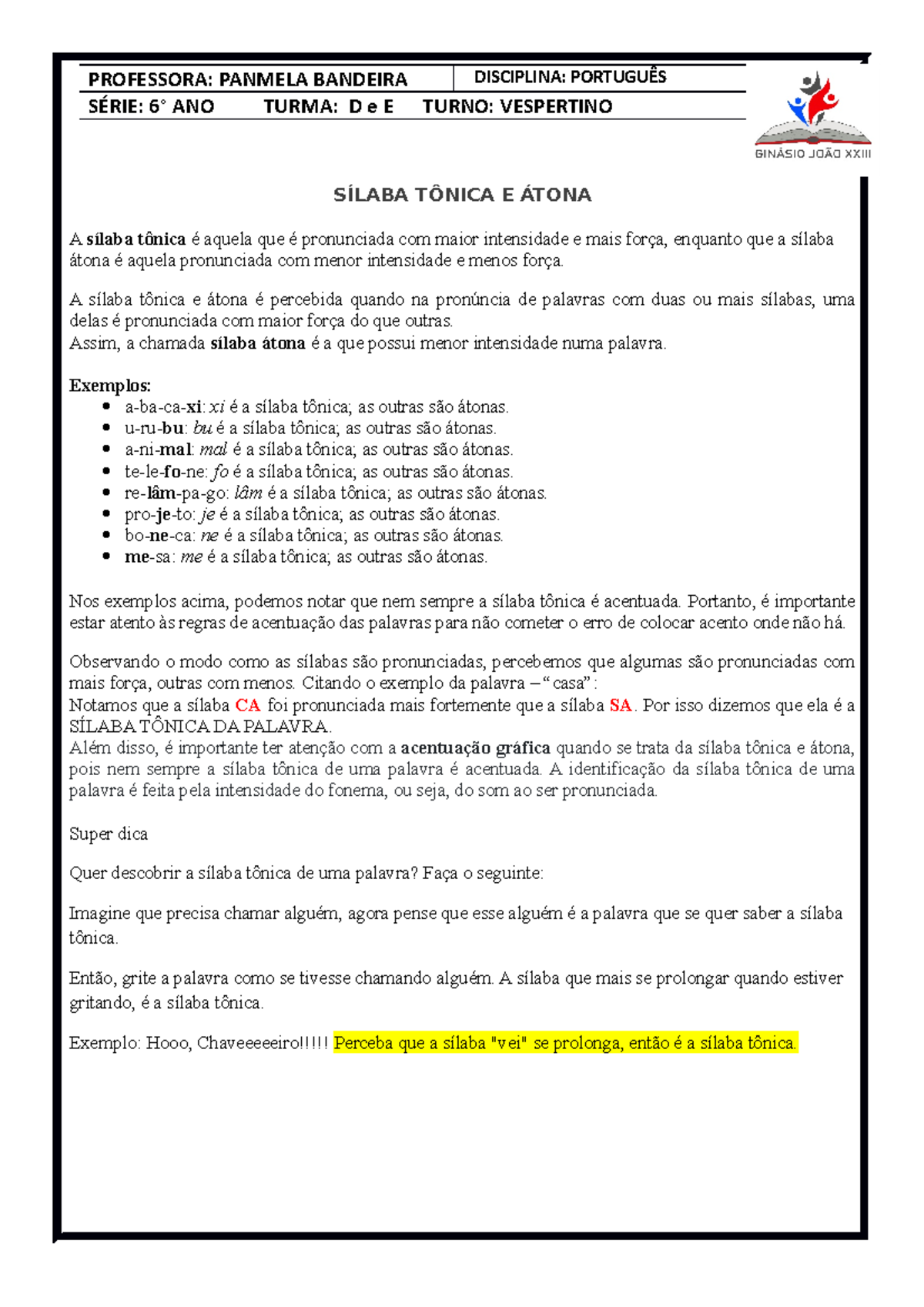 Sílaba Tônica De Bandeira - FDPLEARN