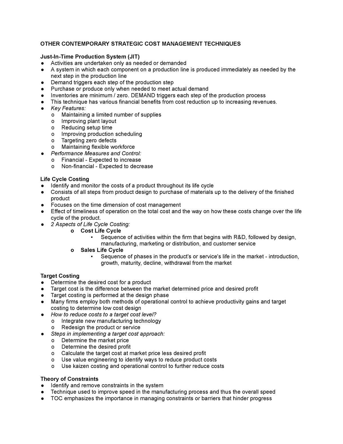 Other SCM Techniques - OTHER CONTEMPORARY STRATEGIC COST MANAGEMENT ...