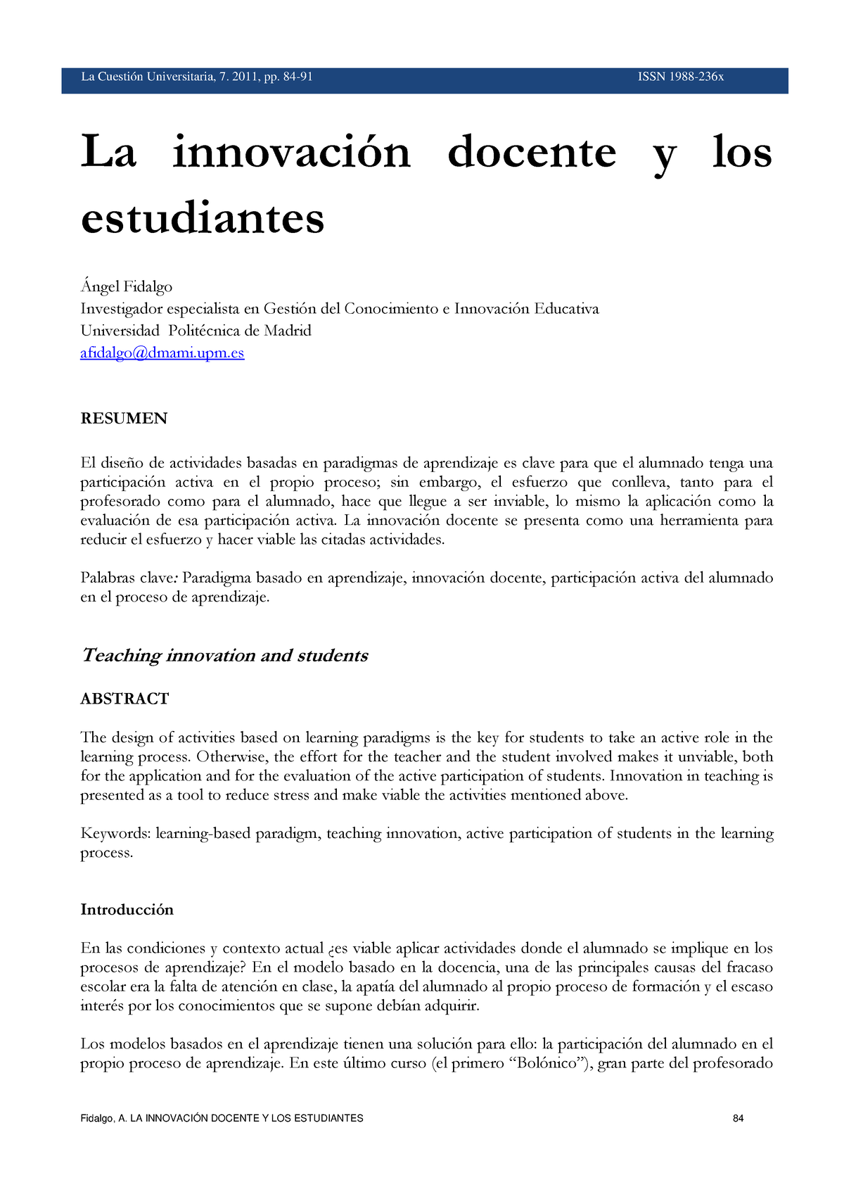 3372 12455 1 PB - Asd - La InnovaciÛn Docente Y Los Estudiantes ¡ngel ...