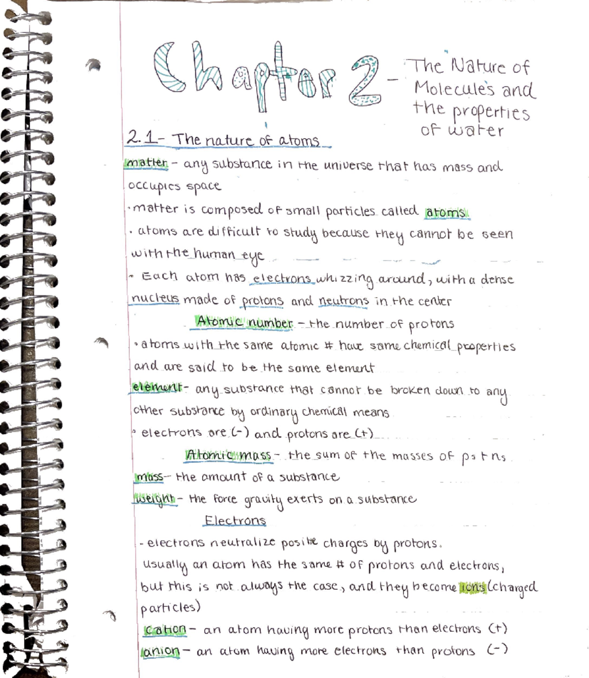 Bio 1406 Chapter 2 Notes - BIOL 1406 - TAMUCC - Studocu