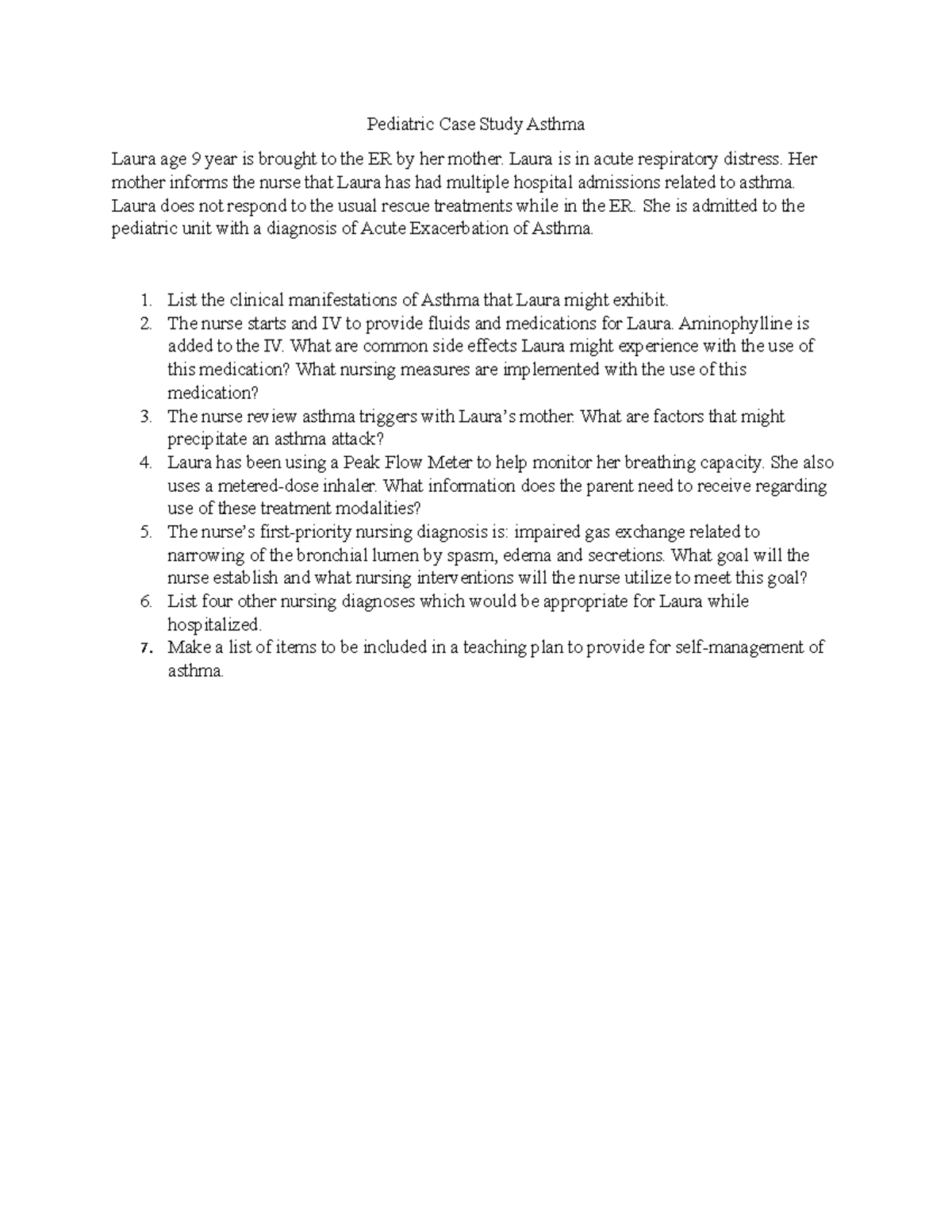 ati video case study pediatric asthma