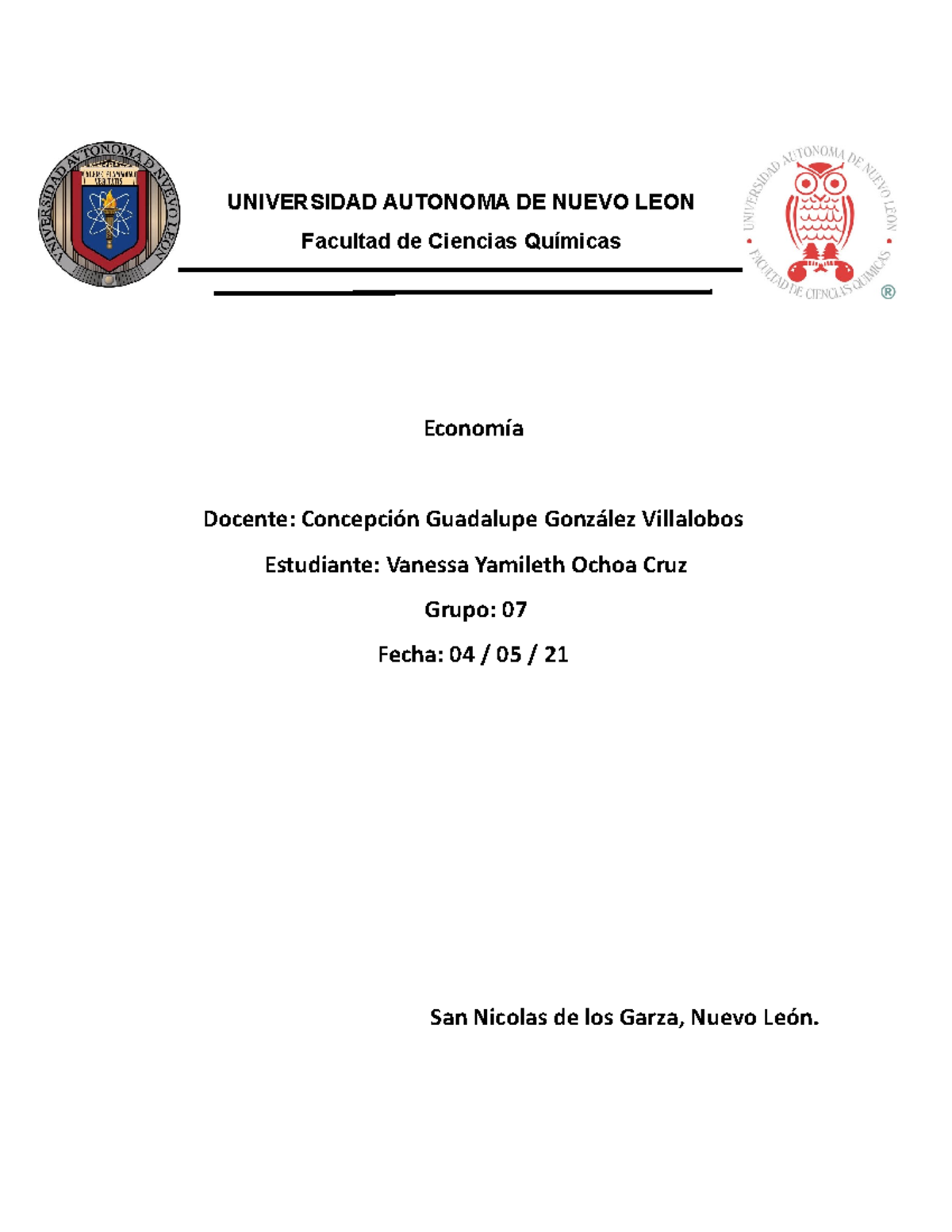 Economia evidencia - UNIVERSIDAD AUTONOMA DE NUEVO LEON Facultad de ...