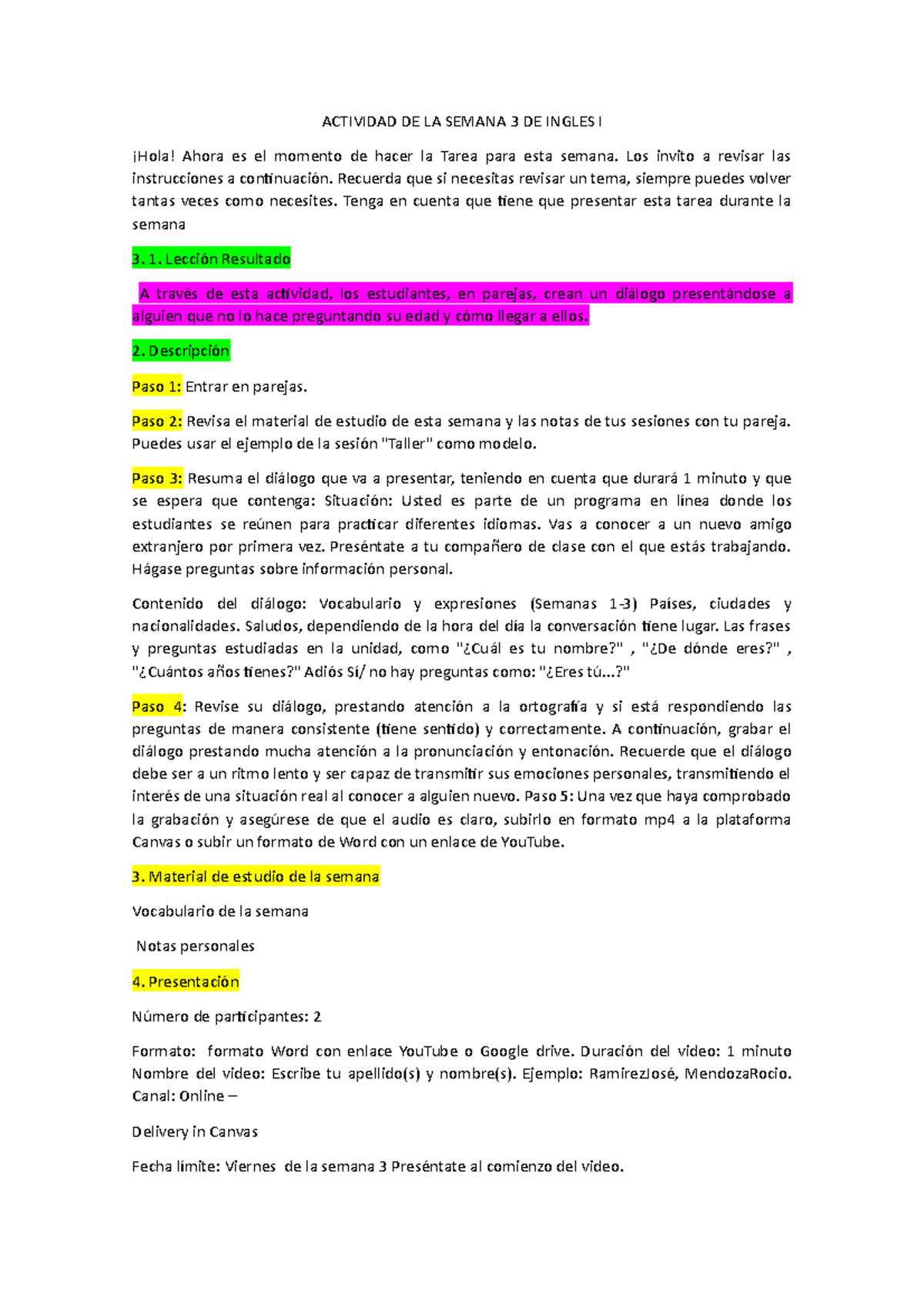 Ingles Es La Tarea De La Semana 4 Ac S04 Week 04 Task