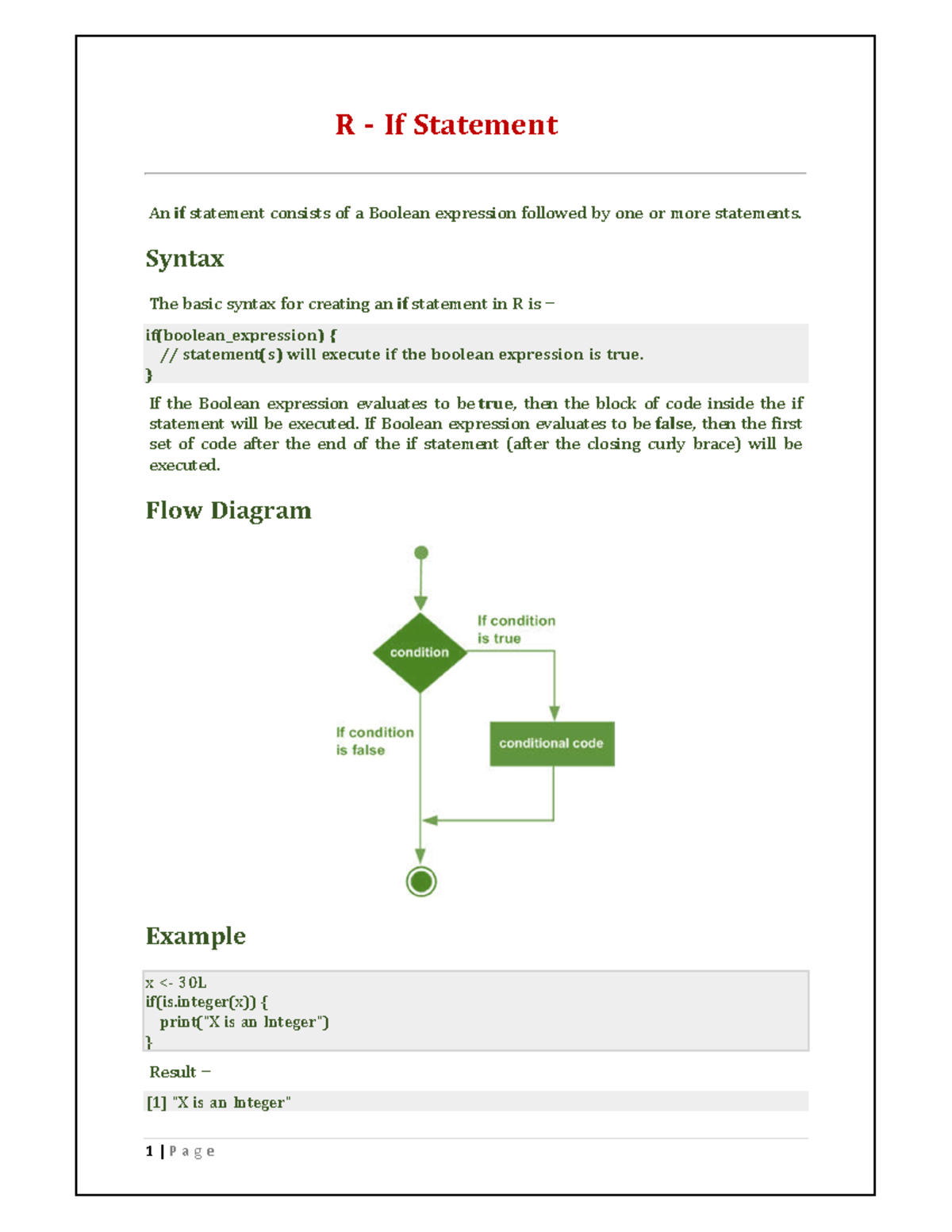 UNIT 2 - Notes - R - If Statement An if statement consists of a Boolean ...
