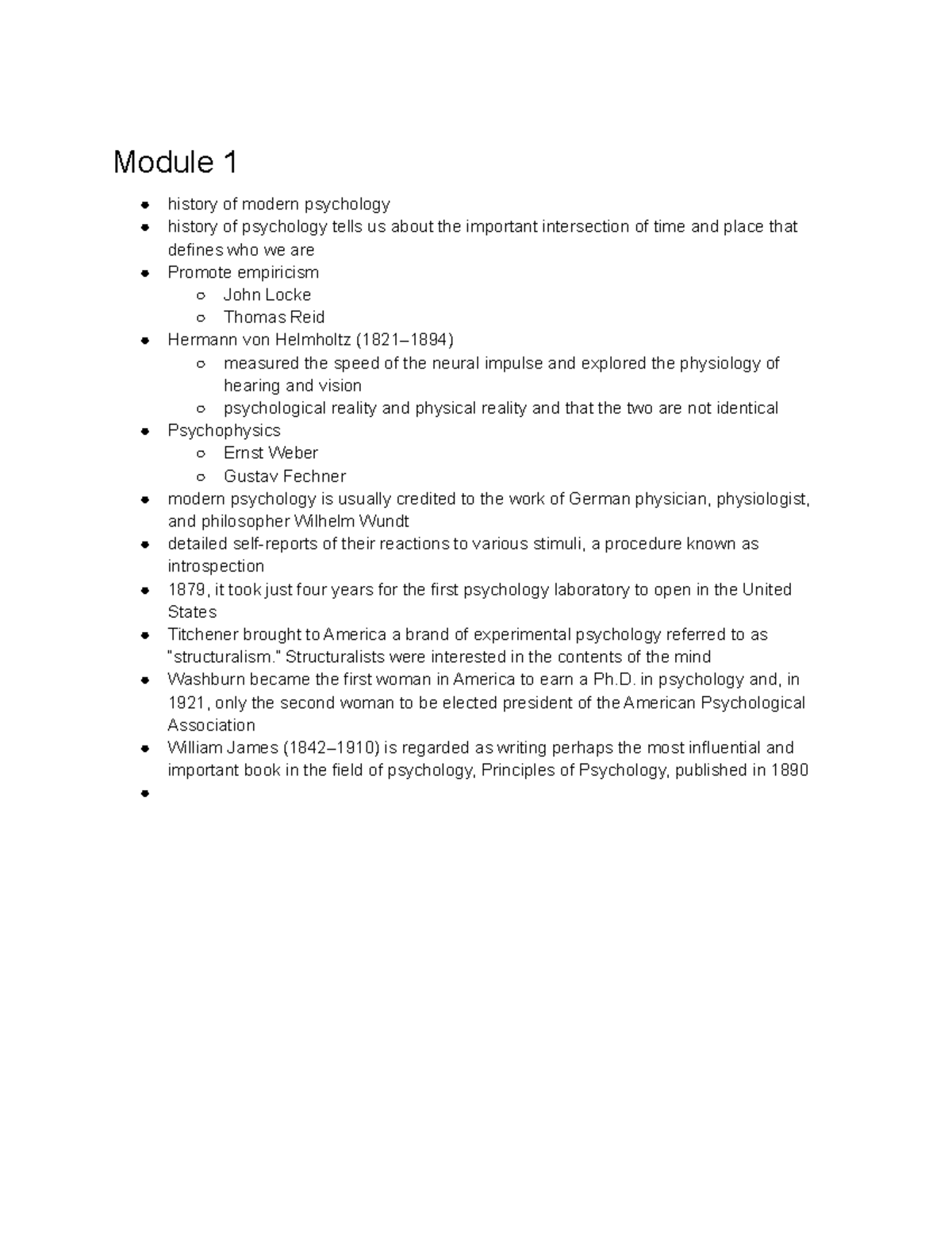 Psych Unit 1 Notes - Module 1 History Of Modern Psychology History Of ...