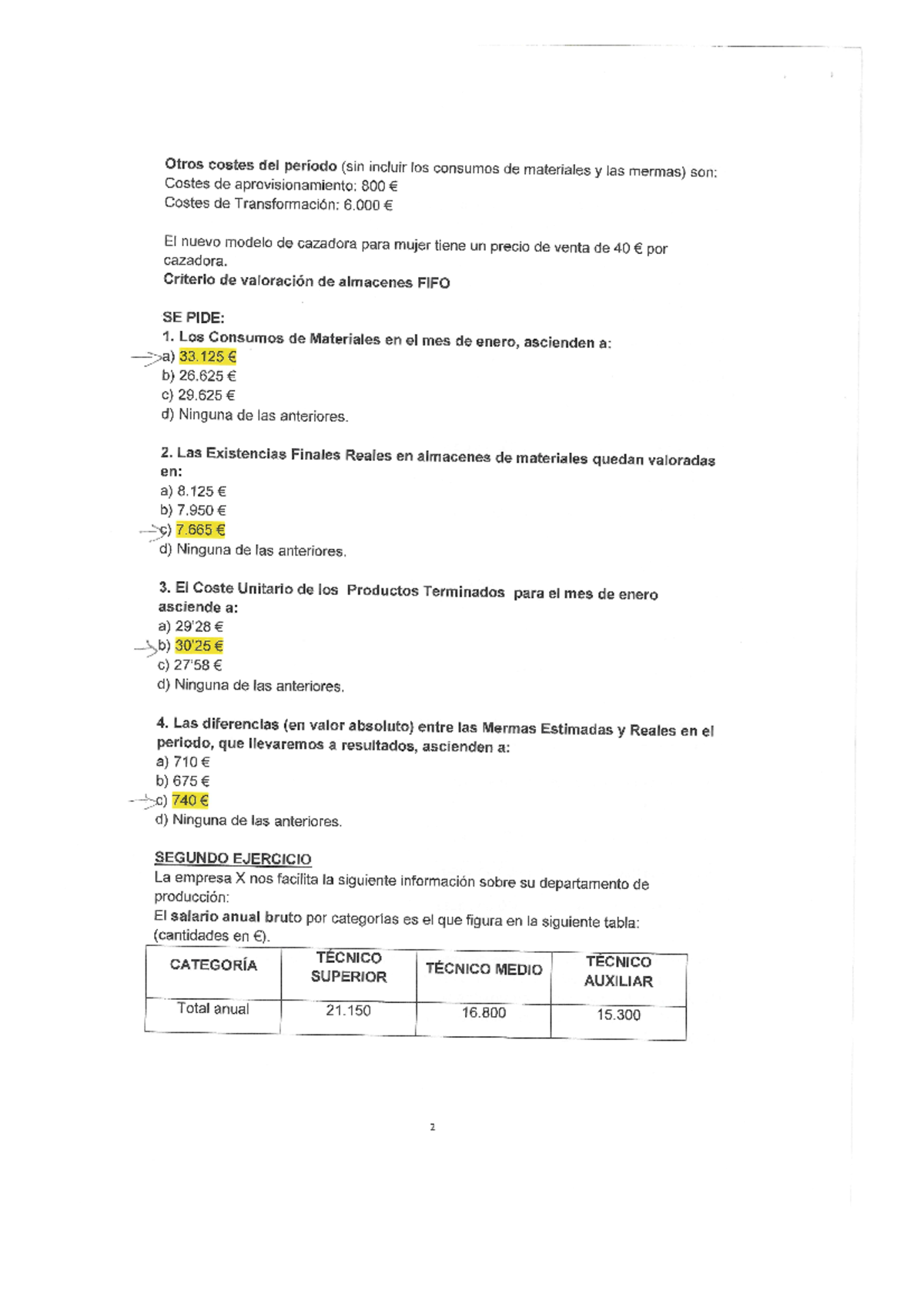 Ejercicio TIPO Examen Pág. 2 - Contabilidad De Gestión - Studocu