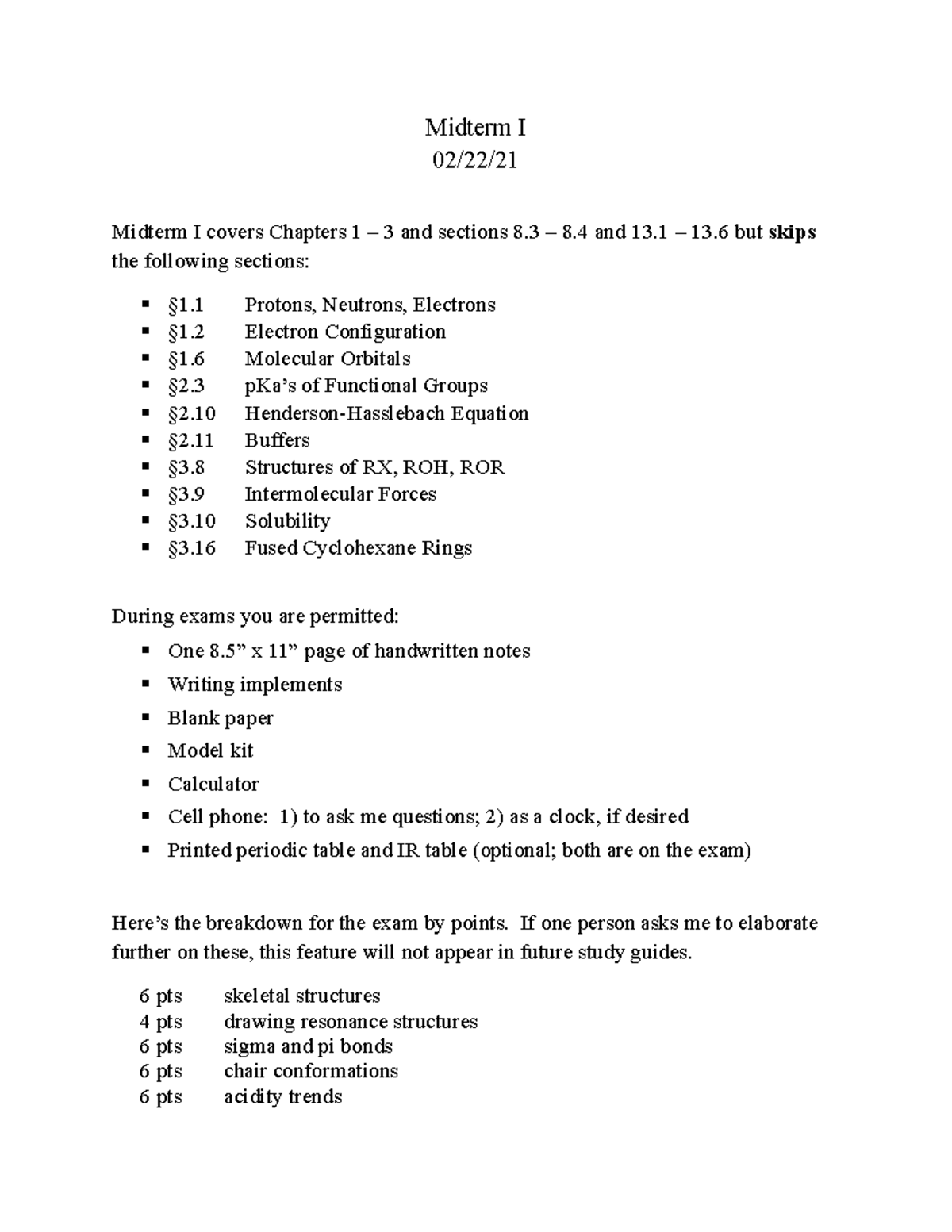 Exam Breakdown 322A - Midterm I 02/22/ Midterm I covers Chapters 1 – 3 ...