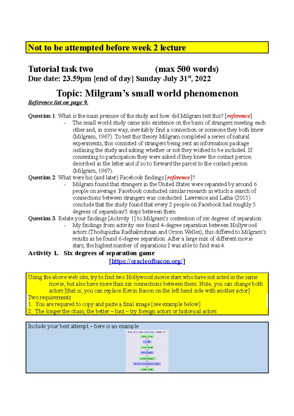 BESC1072 Tutorial Task Week 2 2022-1 - Not To Be Attempted Before Week ...