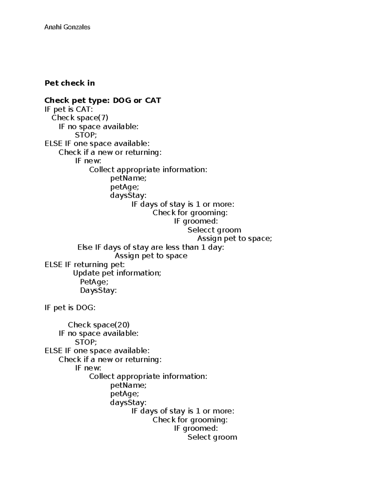 It 145 16 fads Anahi Gonzales Pet check in Check pet type DOG or