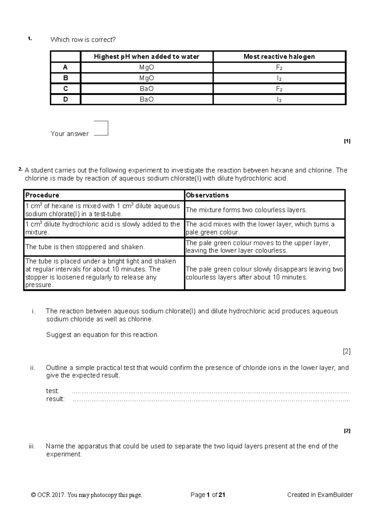 8-group-2-7-and-test-for-ions-which-row-is-correct-highest-ph-when