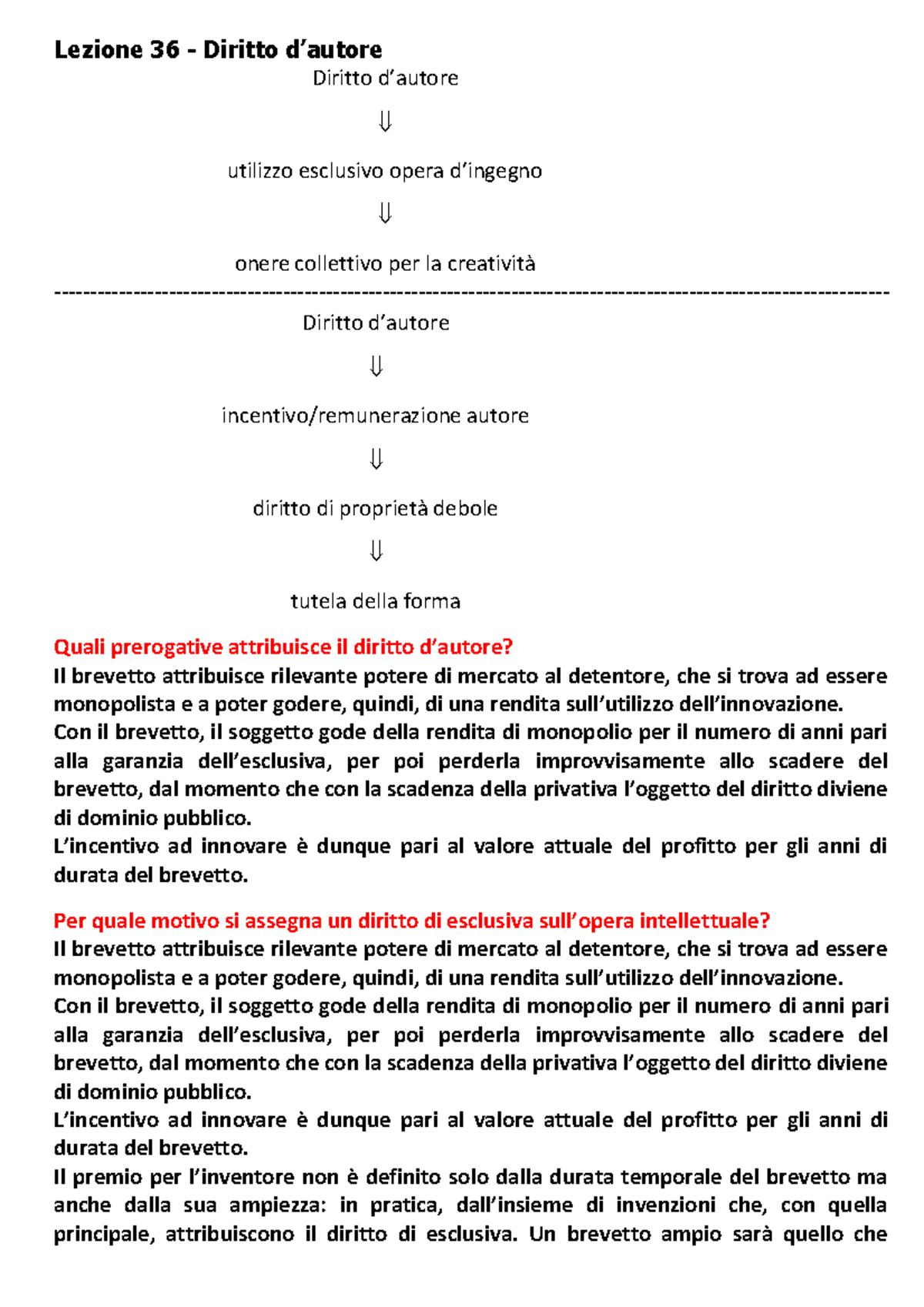 Lezione 36 - IL Brevetto - Lezione 36 - Diritto D’autore Diritto D ...