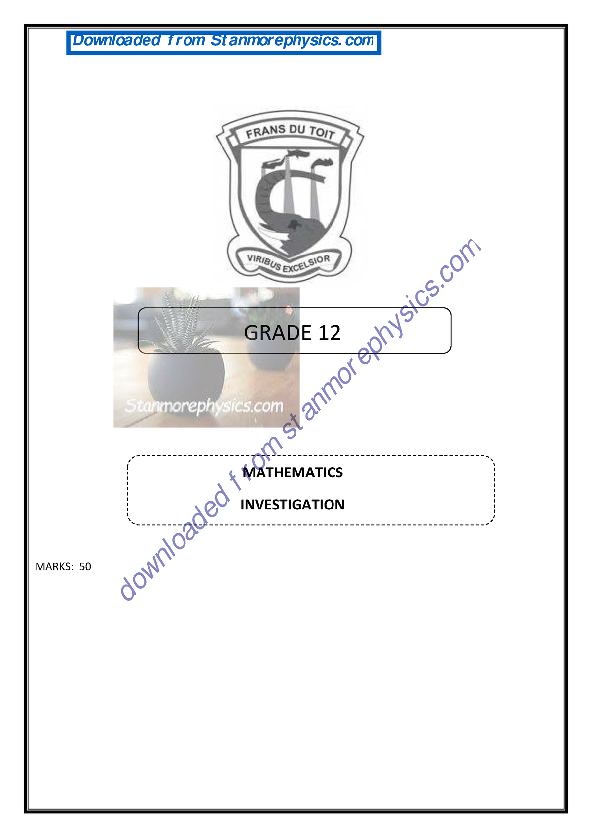 Maths Grade 12 Investigation Sequenses and Series and Memo GRADE 12