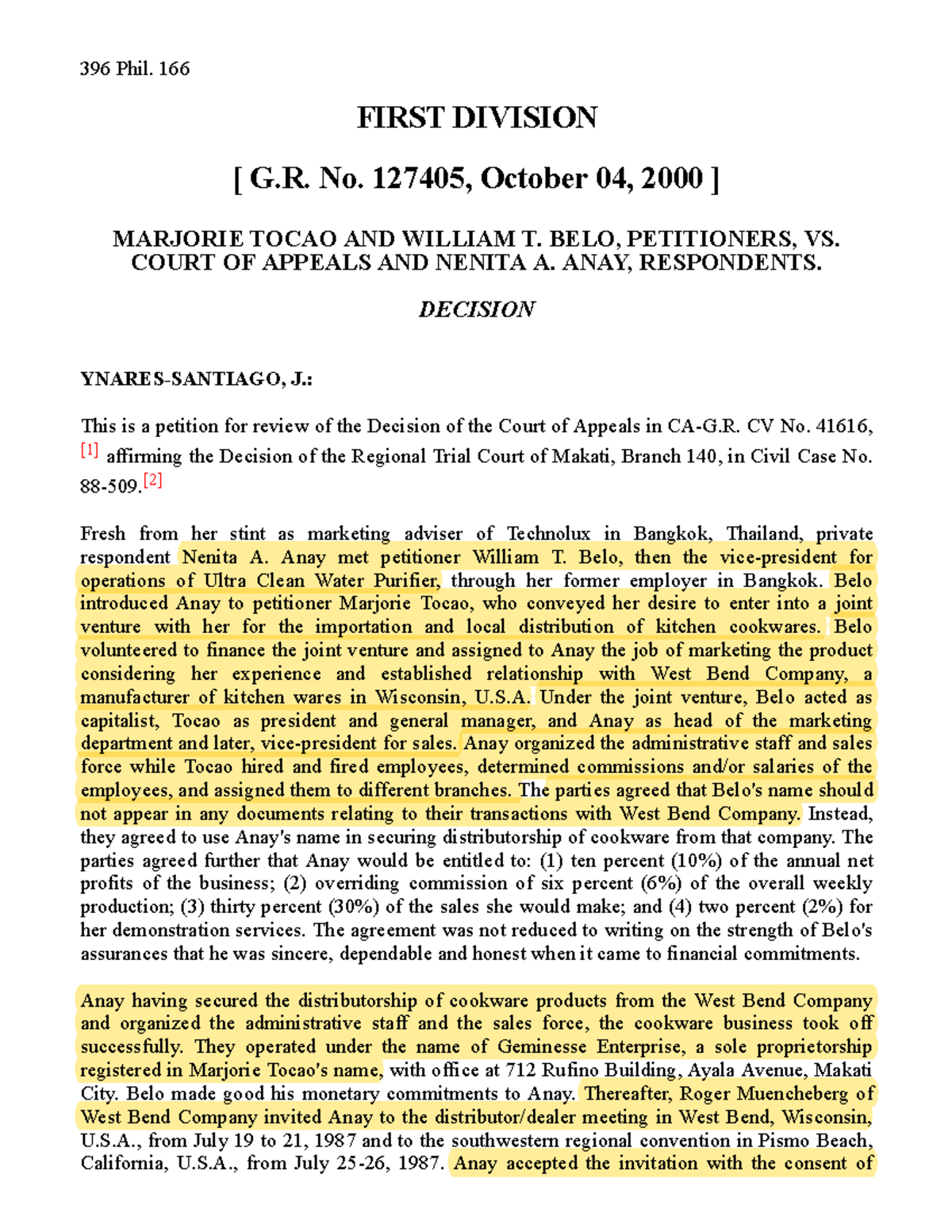 Tocao Vs. Court Of Appeals, G.R. No. 127405, October 4, 2000 - 396 Phil ...