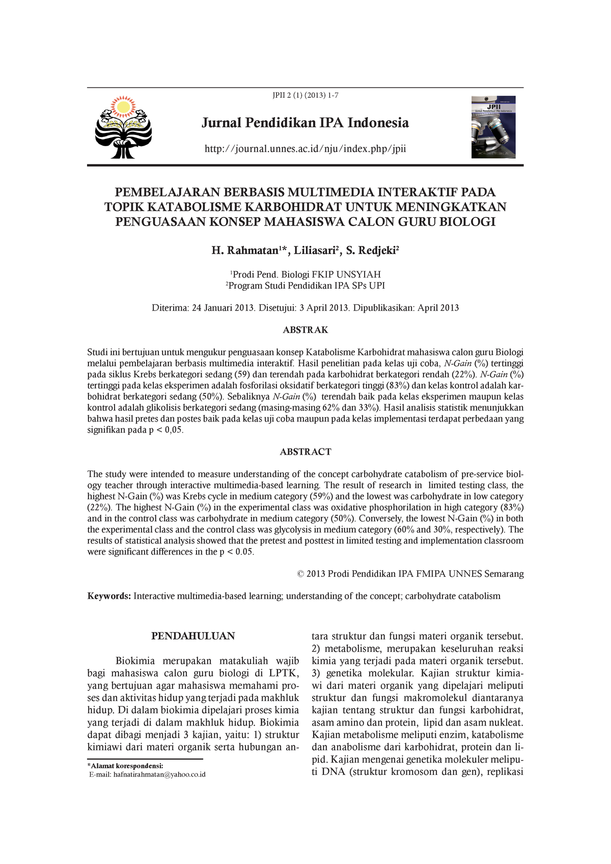 2502 5493 1 SM - Jkjkjljl - JPII 2 (1) (2013) 1- Jurnal Pendidikan IPA ...