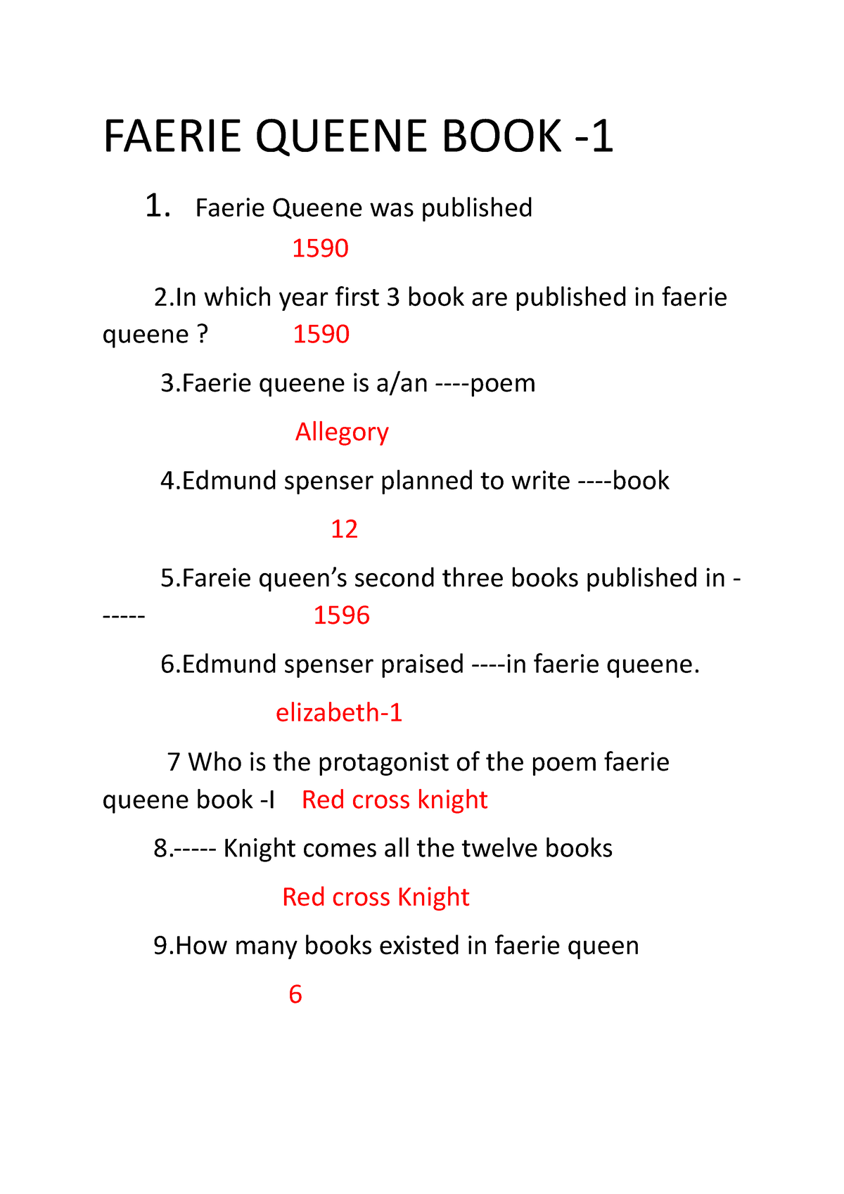 Faerie Queene BOOK 1pg trb - FAERIE QUEENE BOOK - 1. Faerie Queene was ...