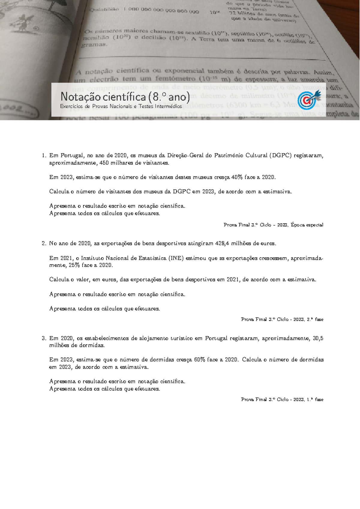 Not Cientifica - Ffffffff - Nota ̧c ̃ao Cient ́ıfica (8. O Ano) Exerc ́ıcios De Provas Nacionais ...