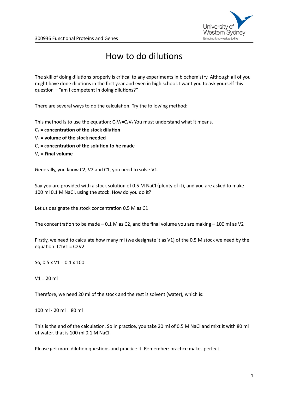 Learning material on Dilutions and Standard curves sum2021 v1 - 300936 Sns-Brigh10