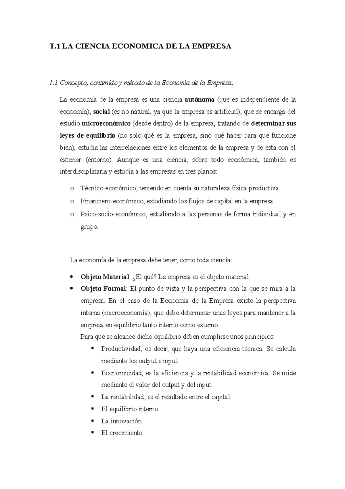 Apuntes Tema 1 Fundamentos De La Economia De La Empresa - T LA CIENCIA ...