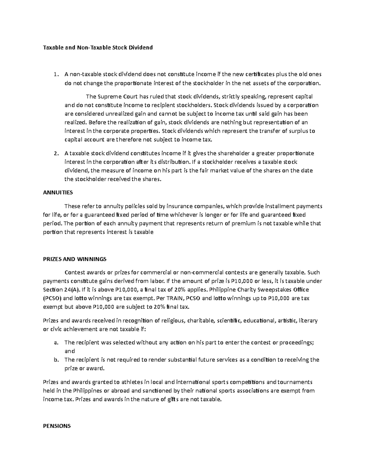 Taxable and Non - Taxable and Non-Taxable Stock Dividend A non-taxable ...