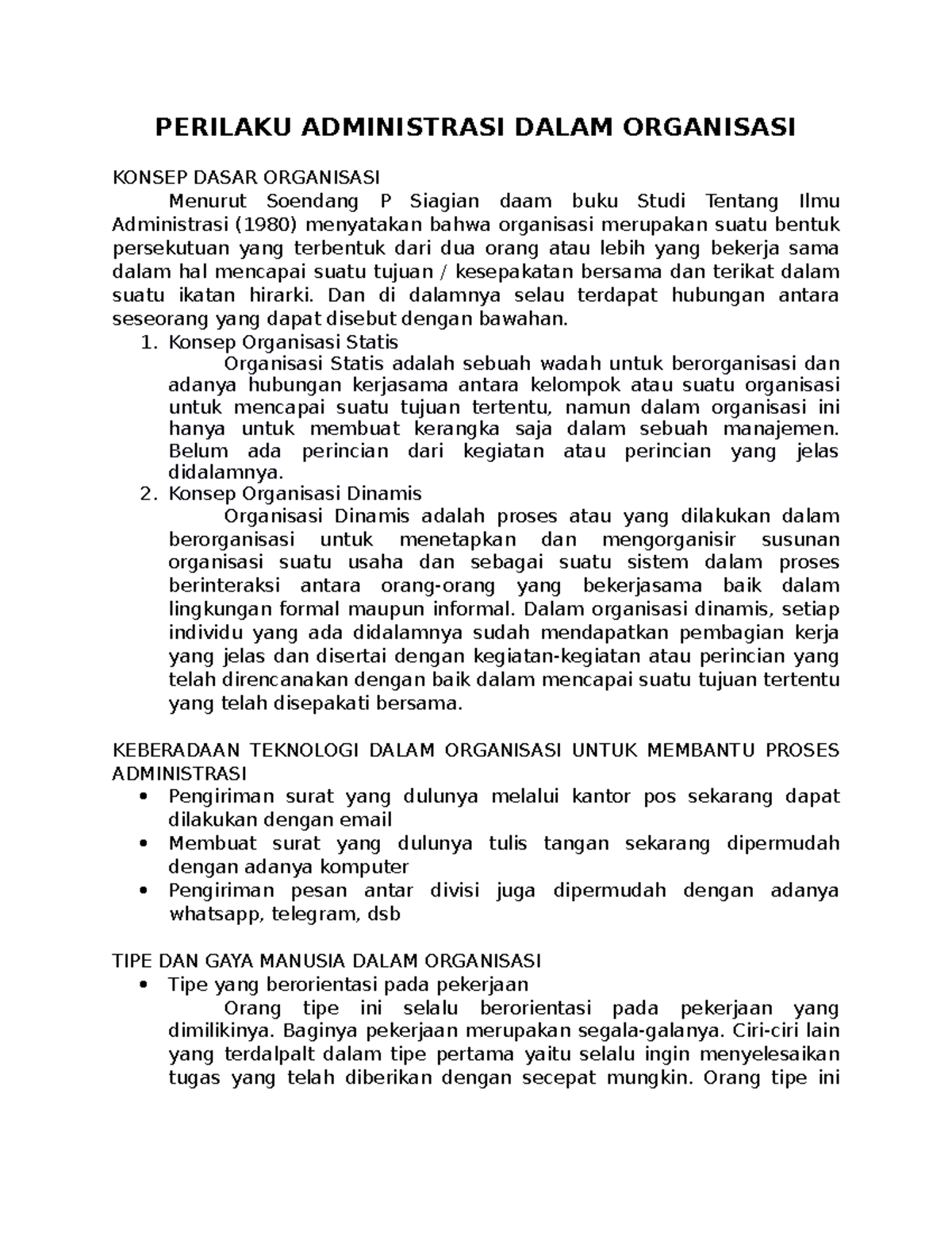 Perilaku Administrasi Dalam Organisasi - PERILAKU ADMINISTRASI DALAM ...