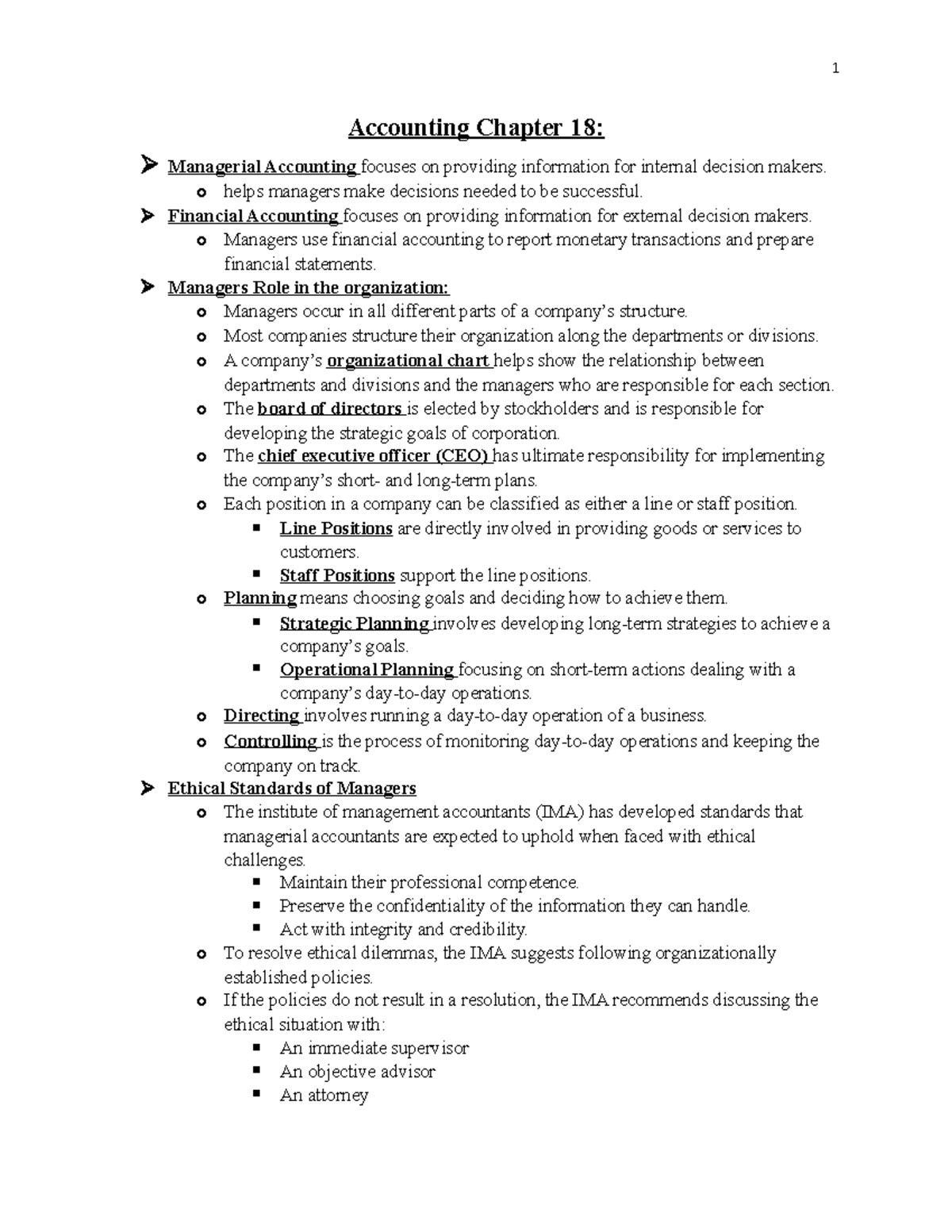 Chapter 18 accounting - 1 Accounting Chapter 18: Managerial Accounting ...