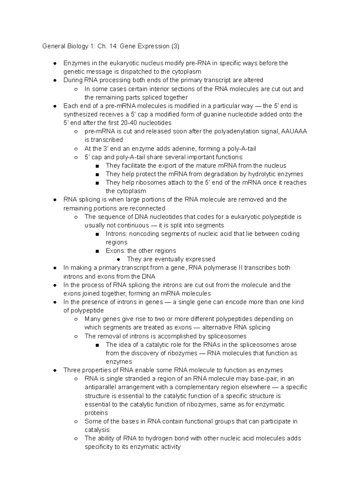 General Biology 1 Ch. 14 Gene Expression - General Biology 1: Ch. 14 ...